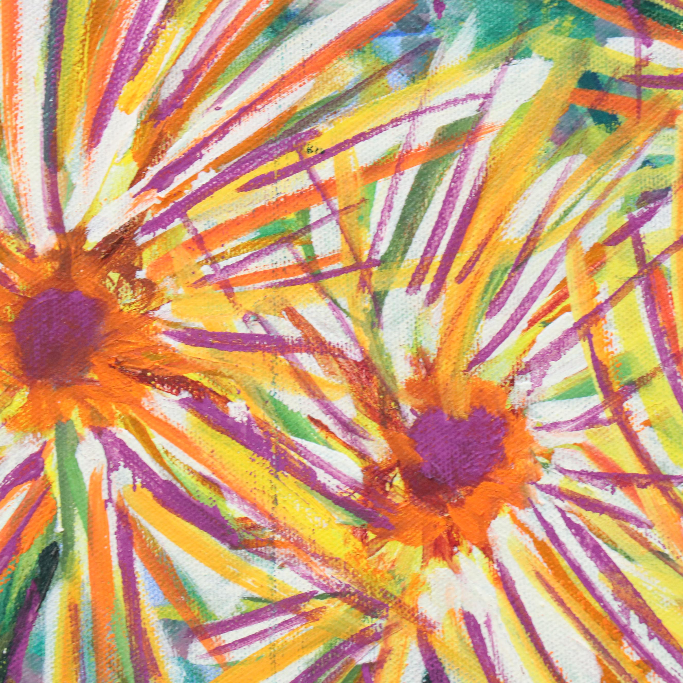 Janice Guttman Impressionistic Style Acrylic Painting of Flowers, 2004