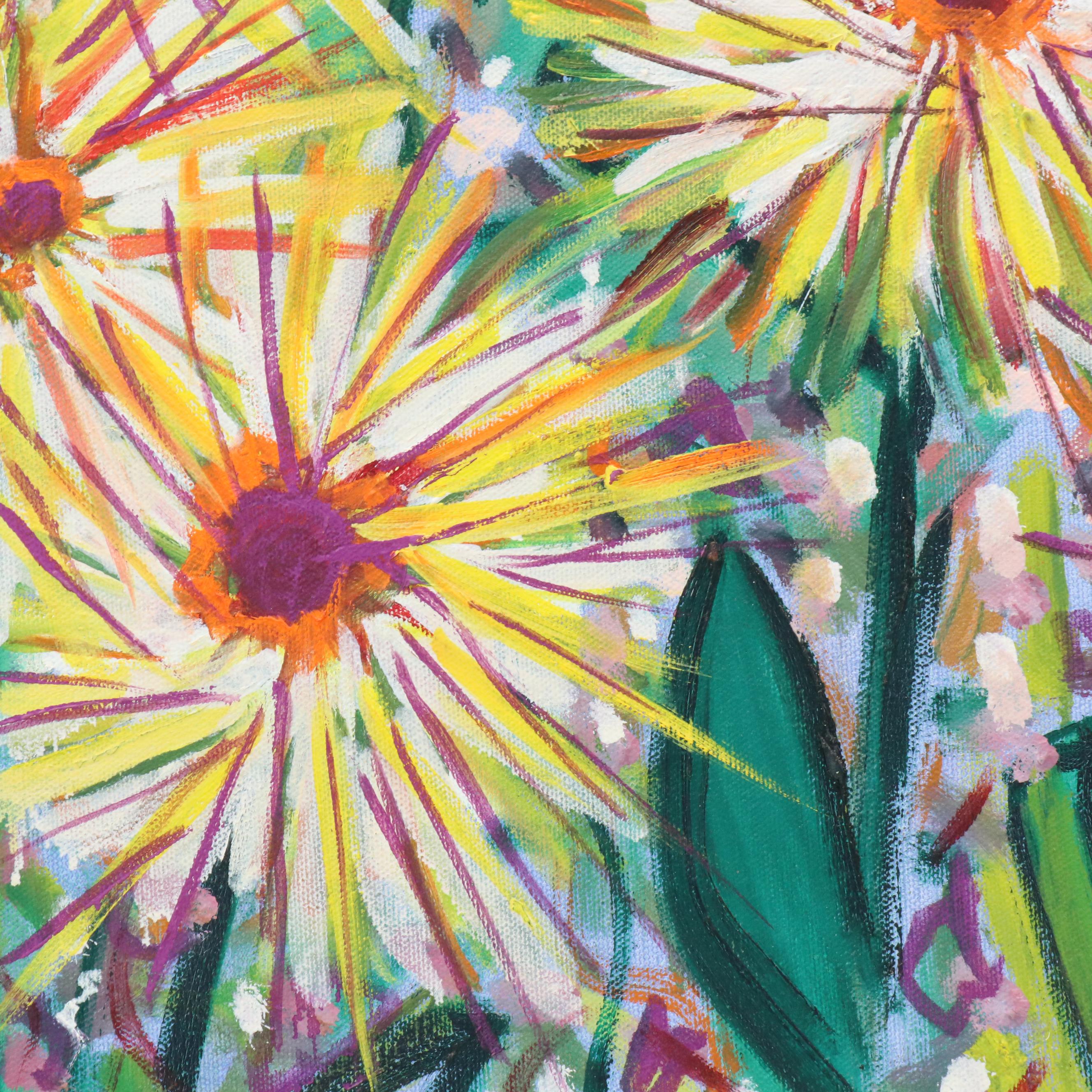 Janice Guttman Impressionistic Style Acrylic Painting of Flowers, 2004