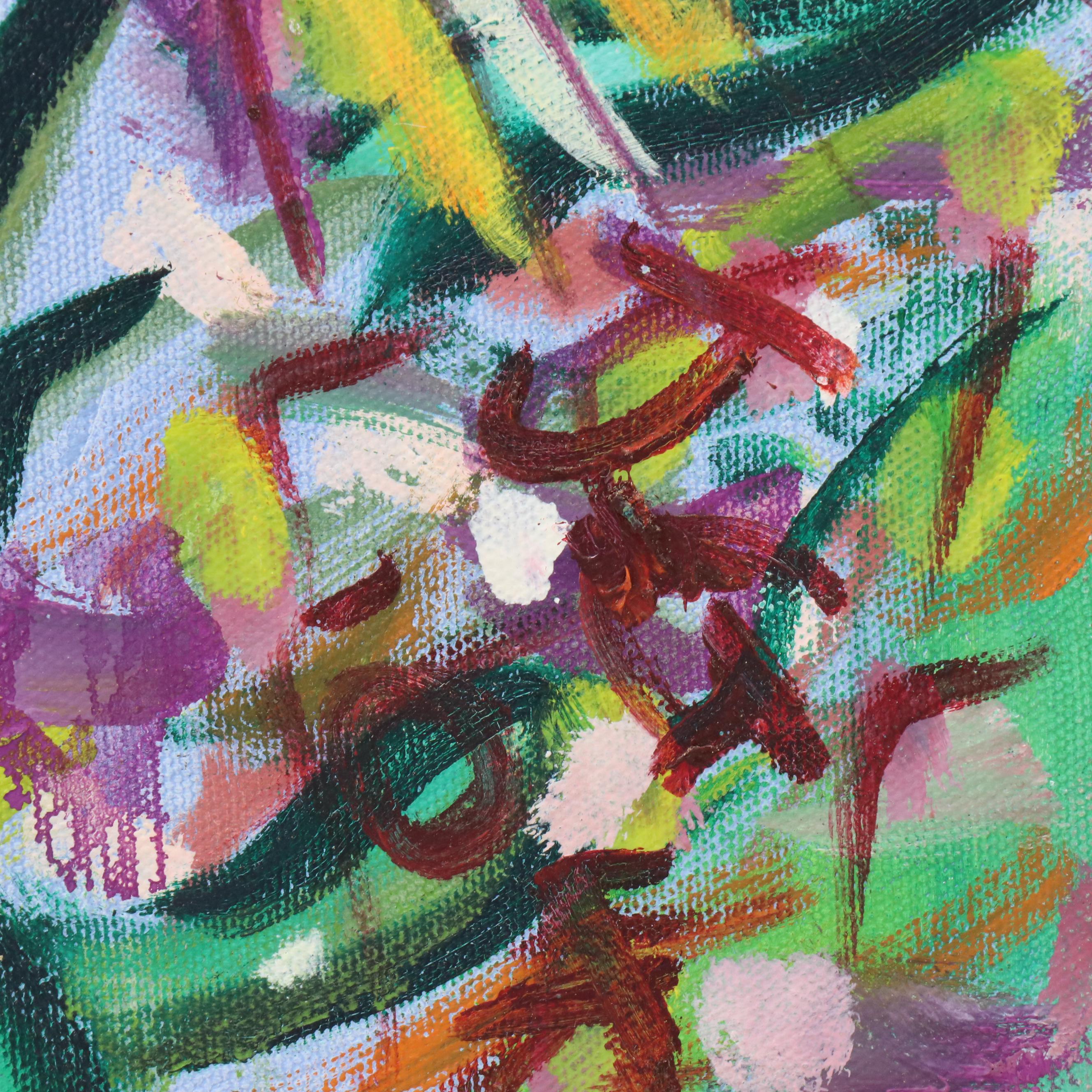 Janice Guttman Impressionistic Style Acrylic Painting of Flowers, 2004