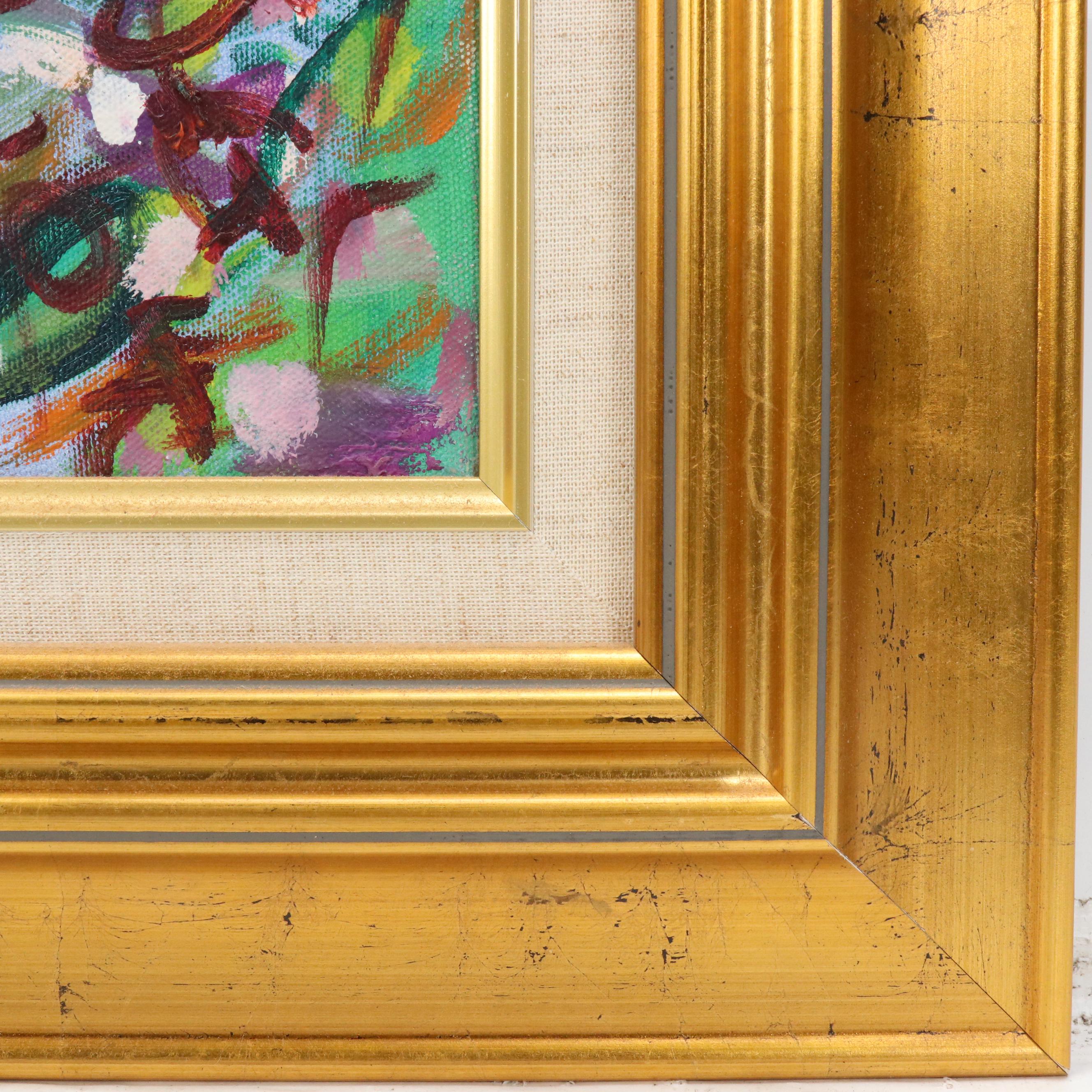 Janice Guttman Impressionistic Style Acrylic Painting of Flowers, 2004