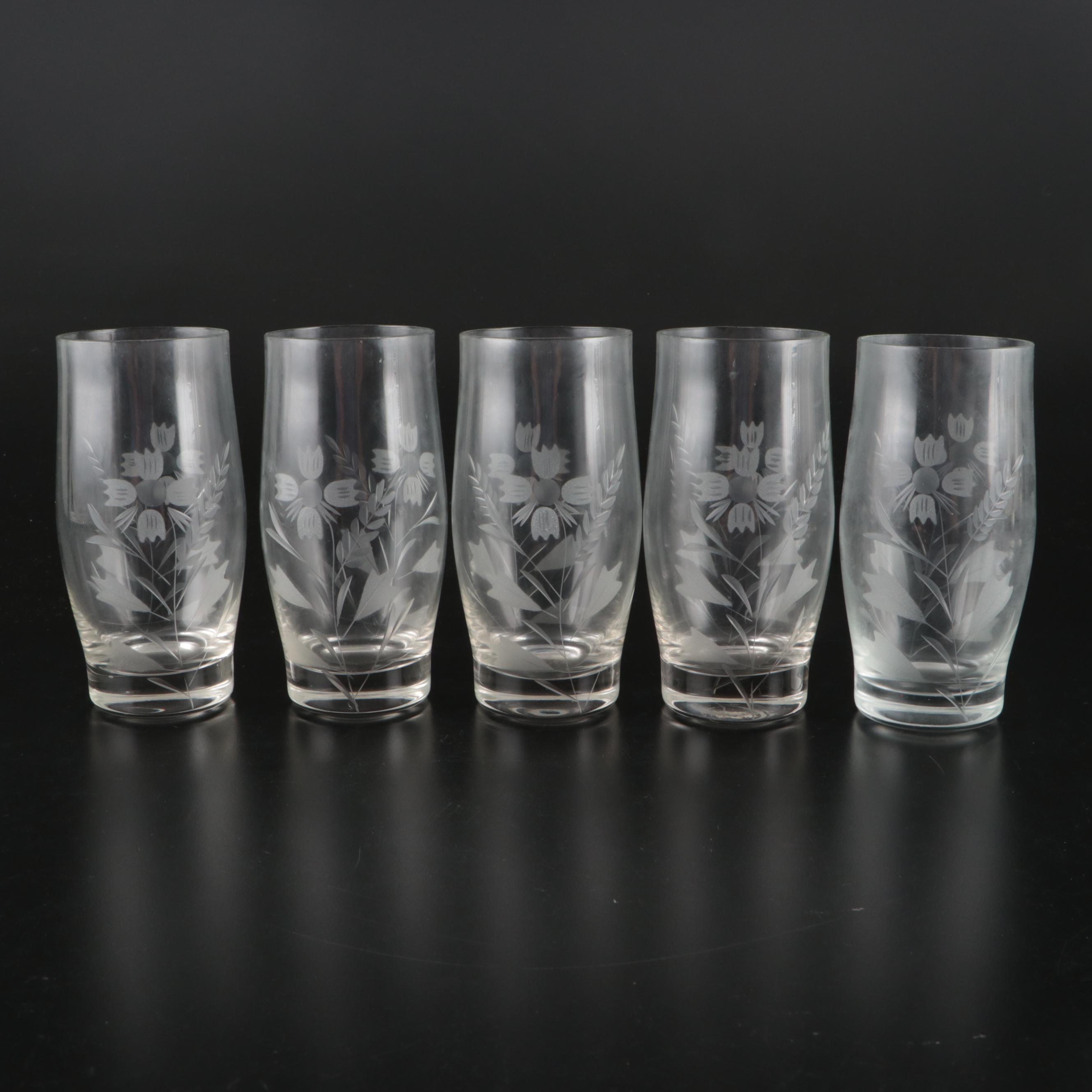 Etched Glass Stemware, Cocktail Pitcher, and More Barware