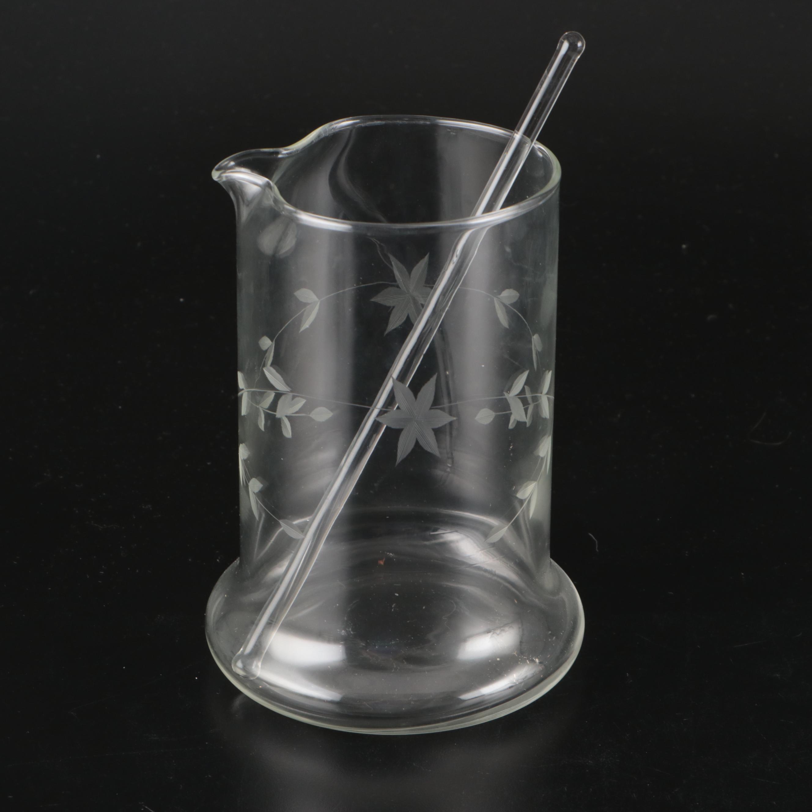 Etched Glass Stemware, Cocktail Pitcher, and More Barware