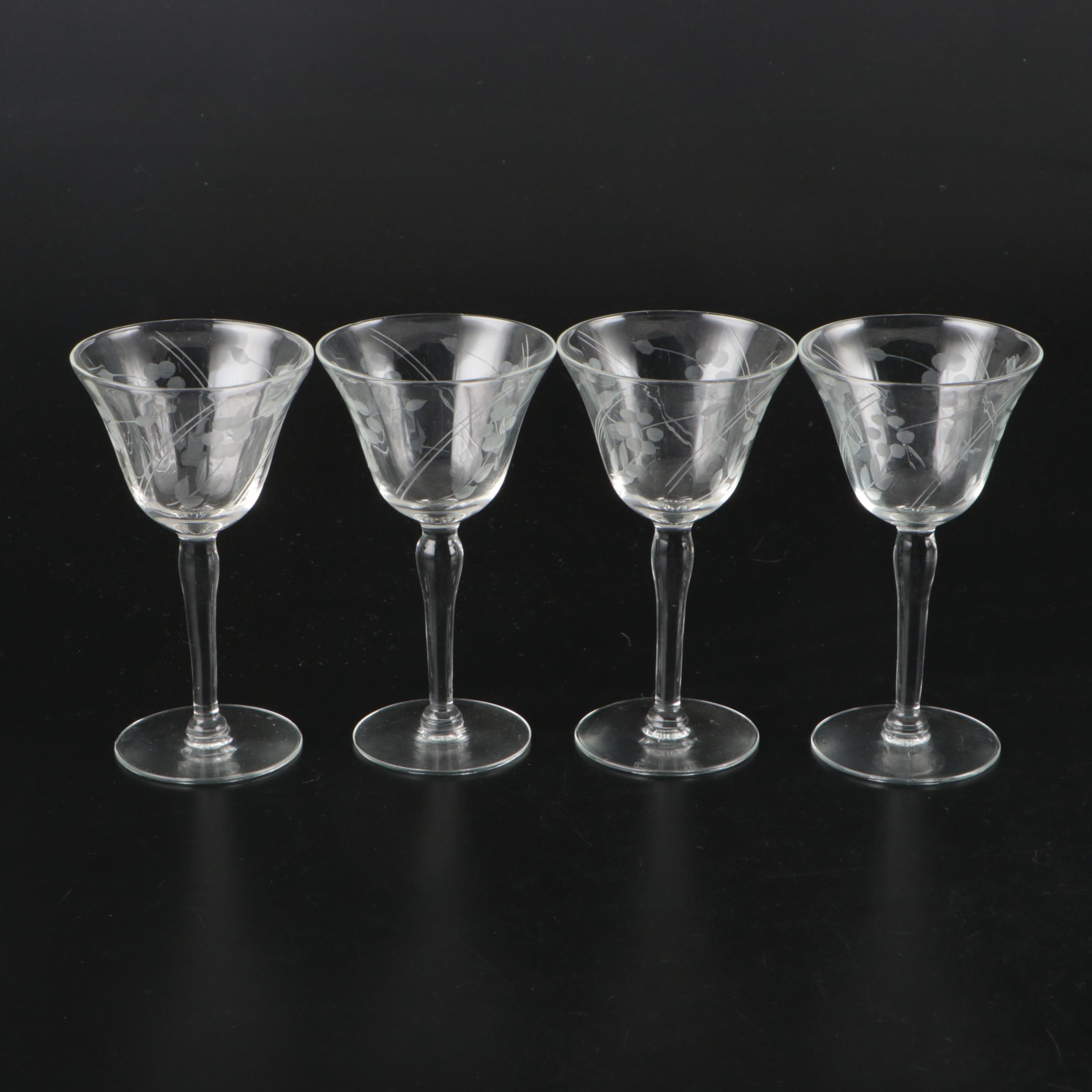 Etched Glass Stemware, Cocktail Pitcher, and More Barware