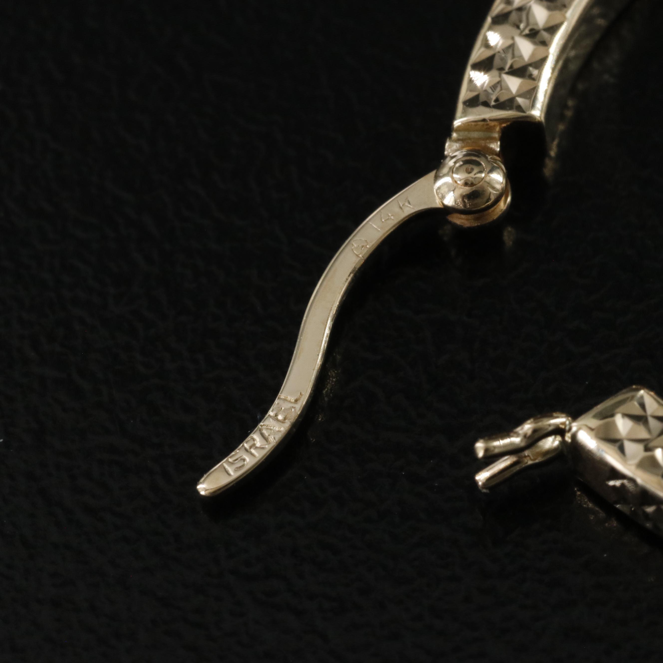 14K Hoop Earrings with Diamond-Cut Accents