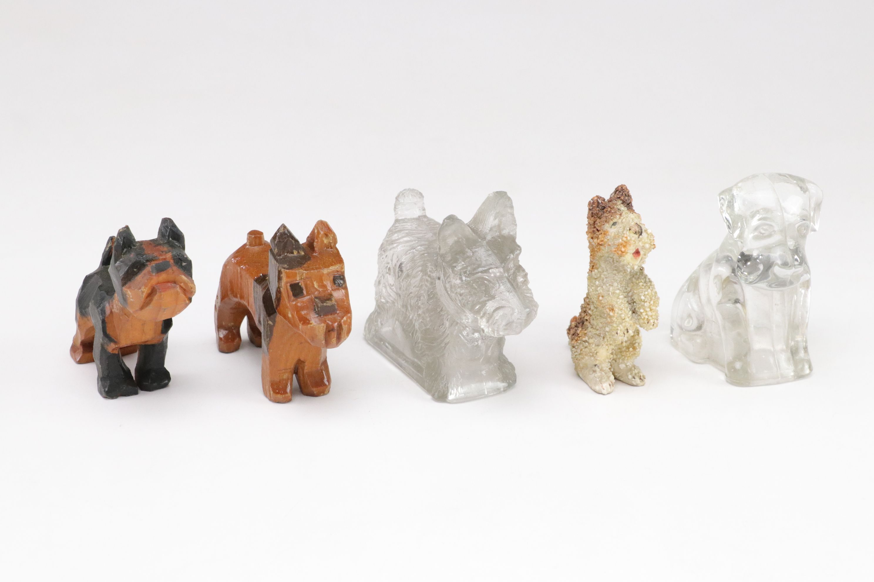 Terrier and Other Dog Figurines in Ceramic, Wood, Plastic, Glass, and Resin