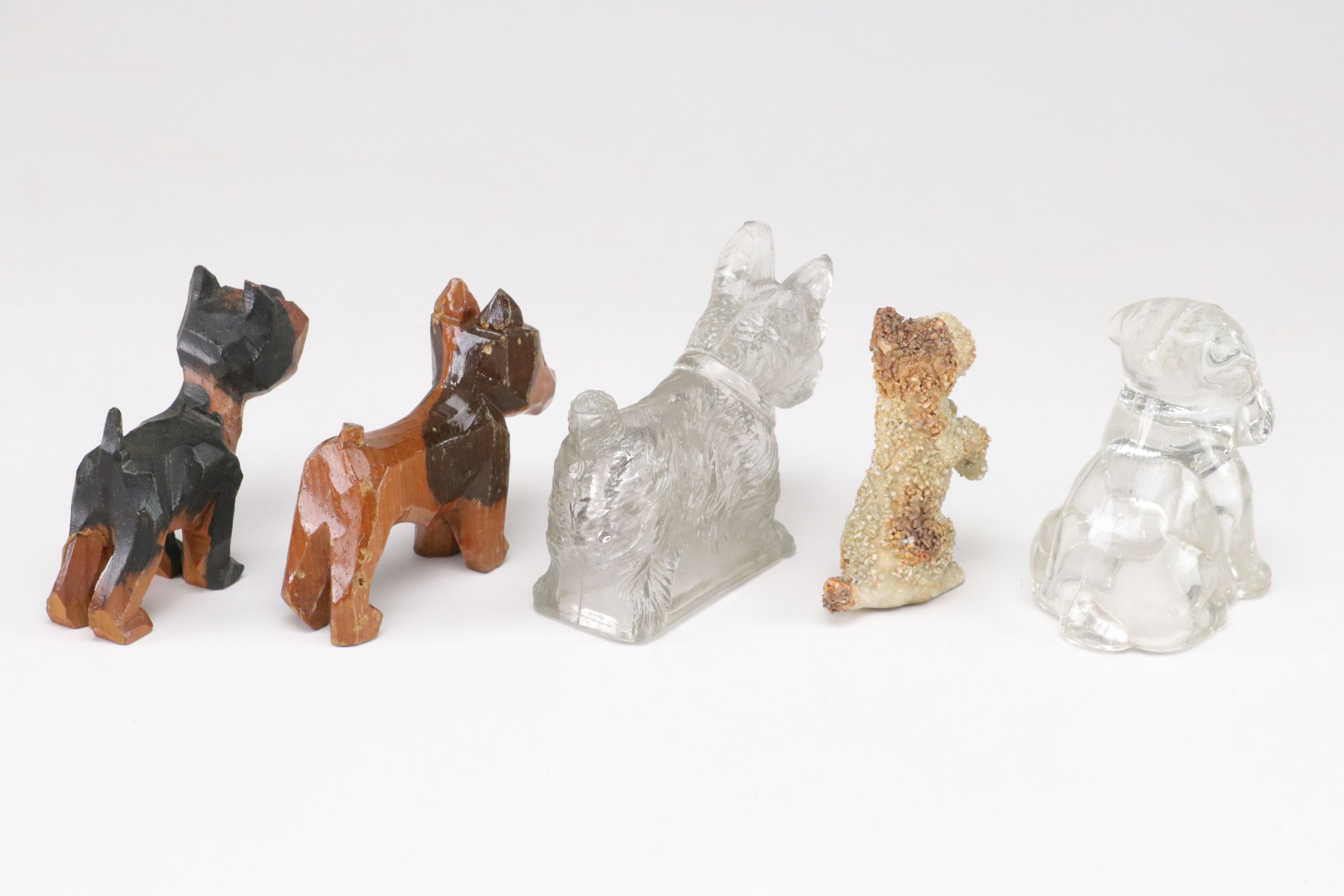 Terrier and Other Dog Figurines in Ceramic, Wood, Plastic, Glass, and Resin