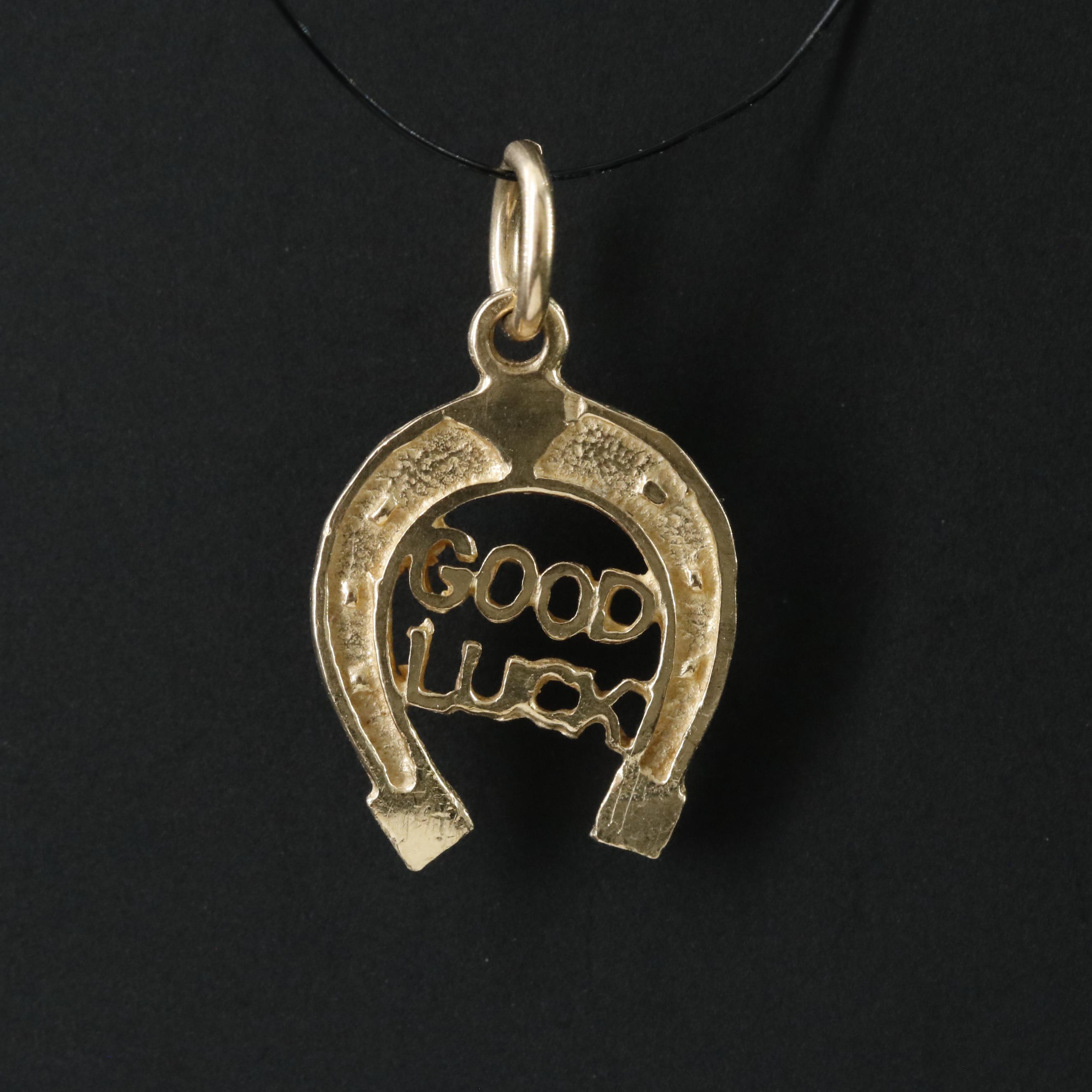 10K "Good Luck" Horseshoe Charm