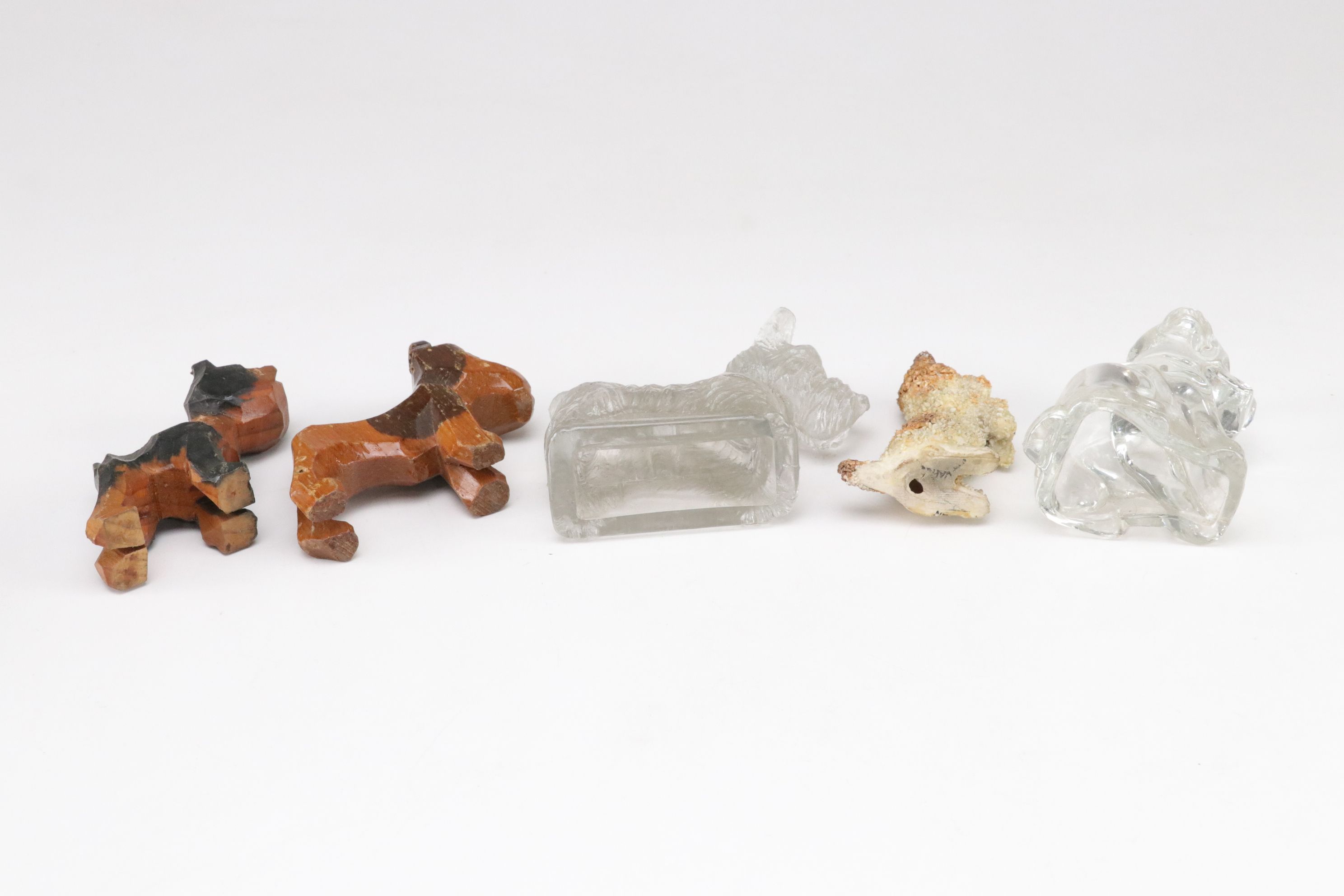 Terrier and Other Dog Figurines in Ceramic, Wood, Plastic, Glass, and Resin