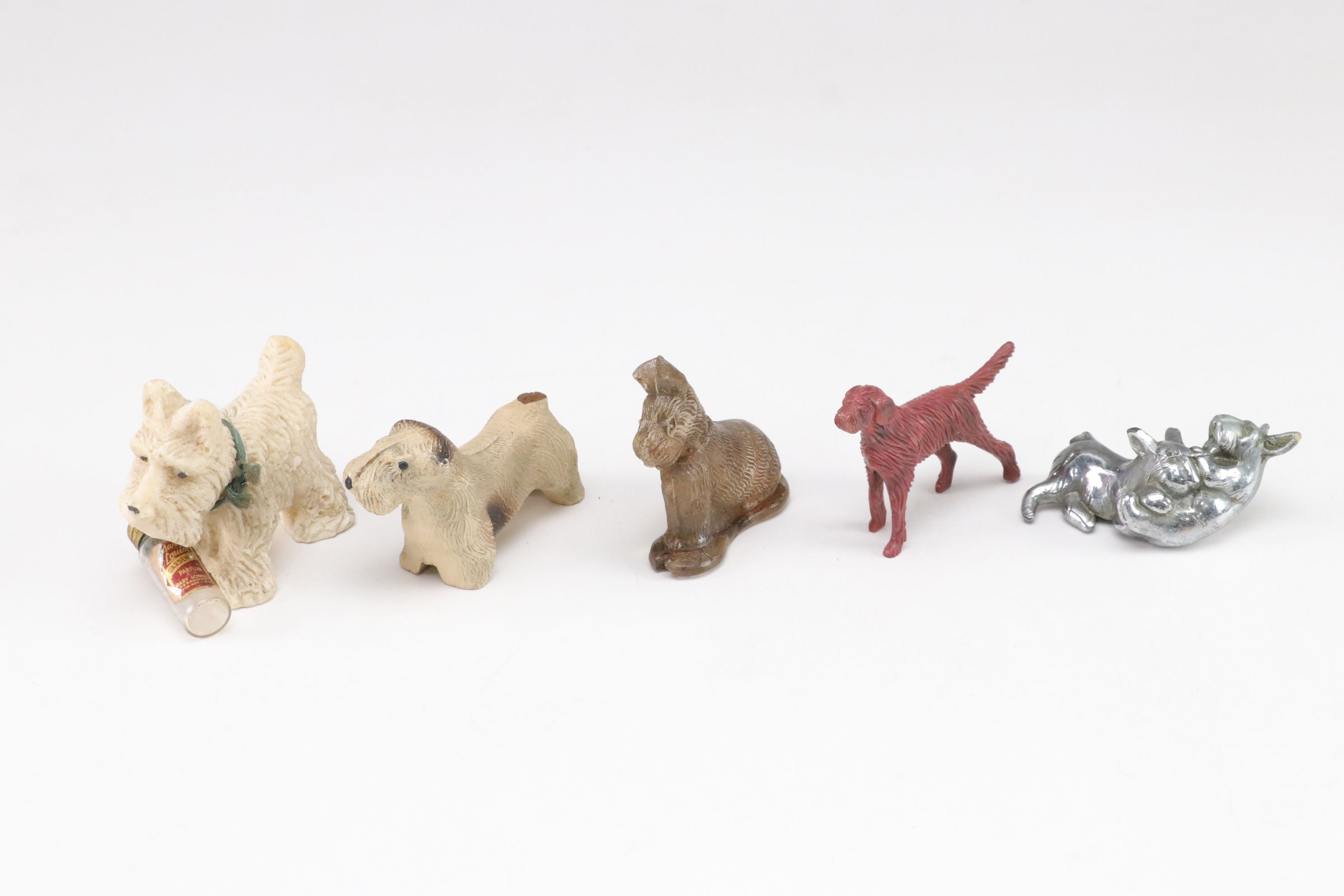 Terrier and Other Dog Figurines in Ceramic, Wood, Plastic, Glass, and Resin