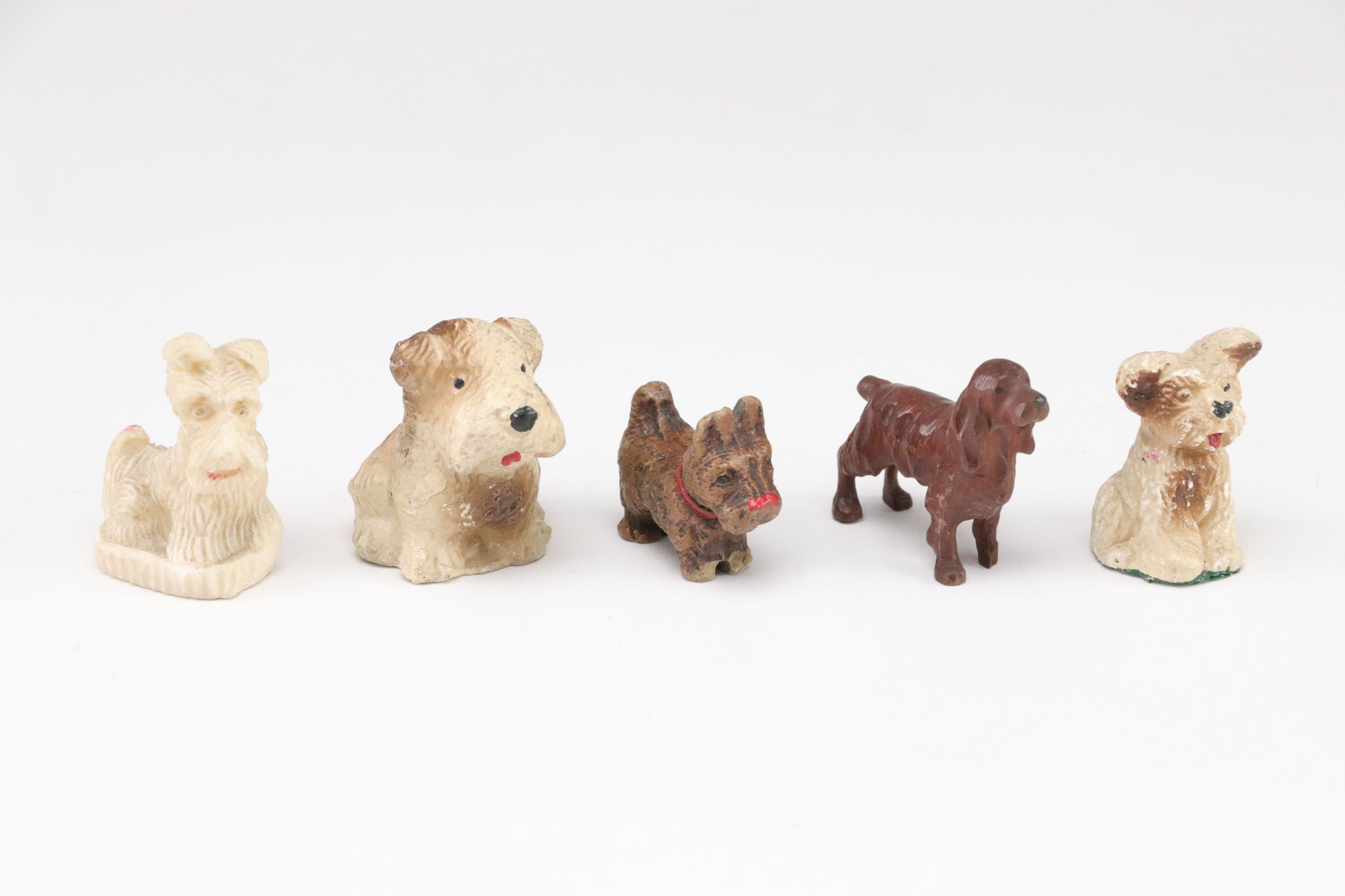 Terrier and Other Dog Figurines in Ceramic, Wood, Plastic, Glass, and Resin