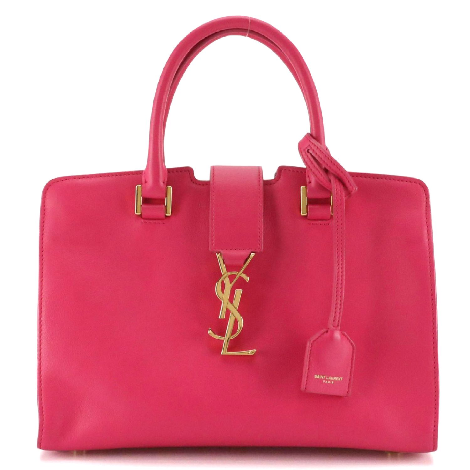 Saint Laurent YSL Sac Cabas Two-Way Bag in Hot Pink Calfskin Leather