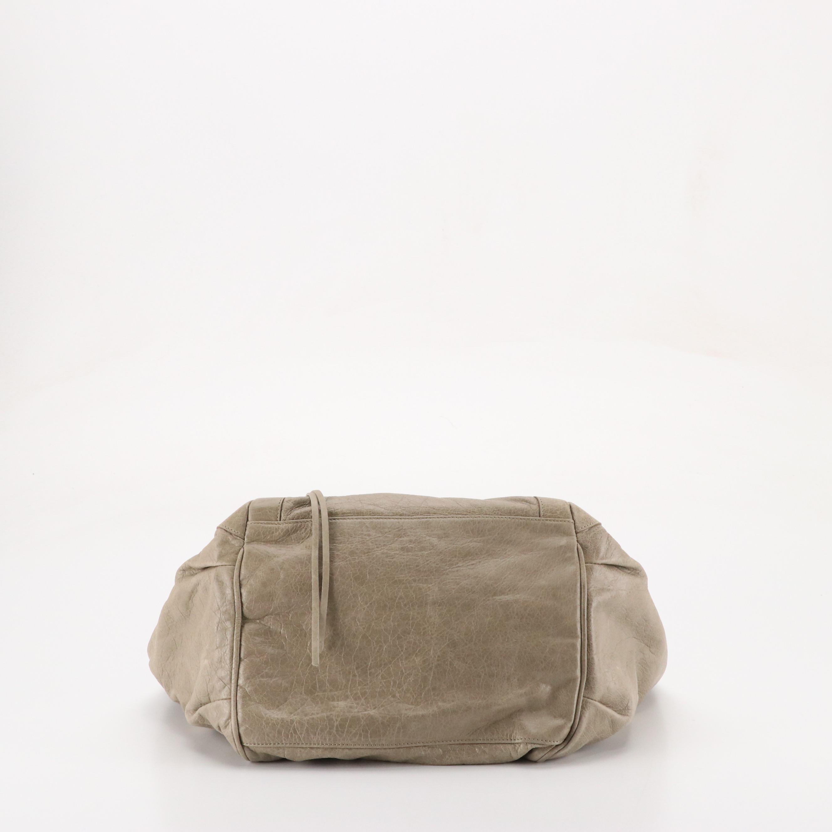 Balenciaga Sunday Classic Studs Tote in Cool Grey Distressed Lambskin Leather