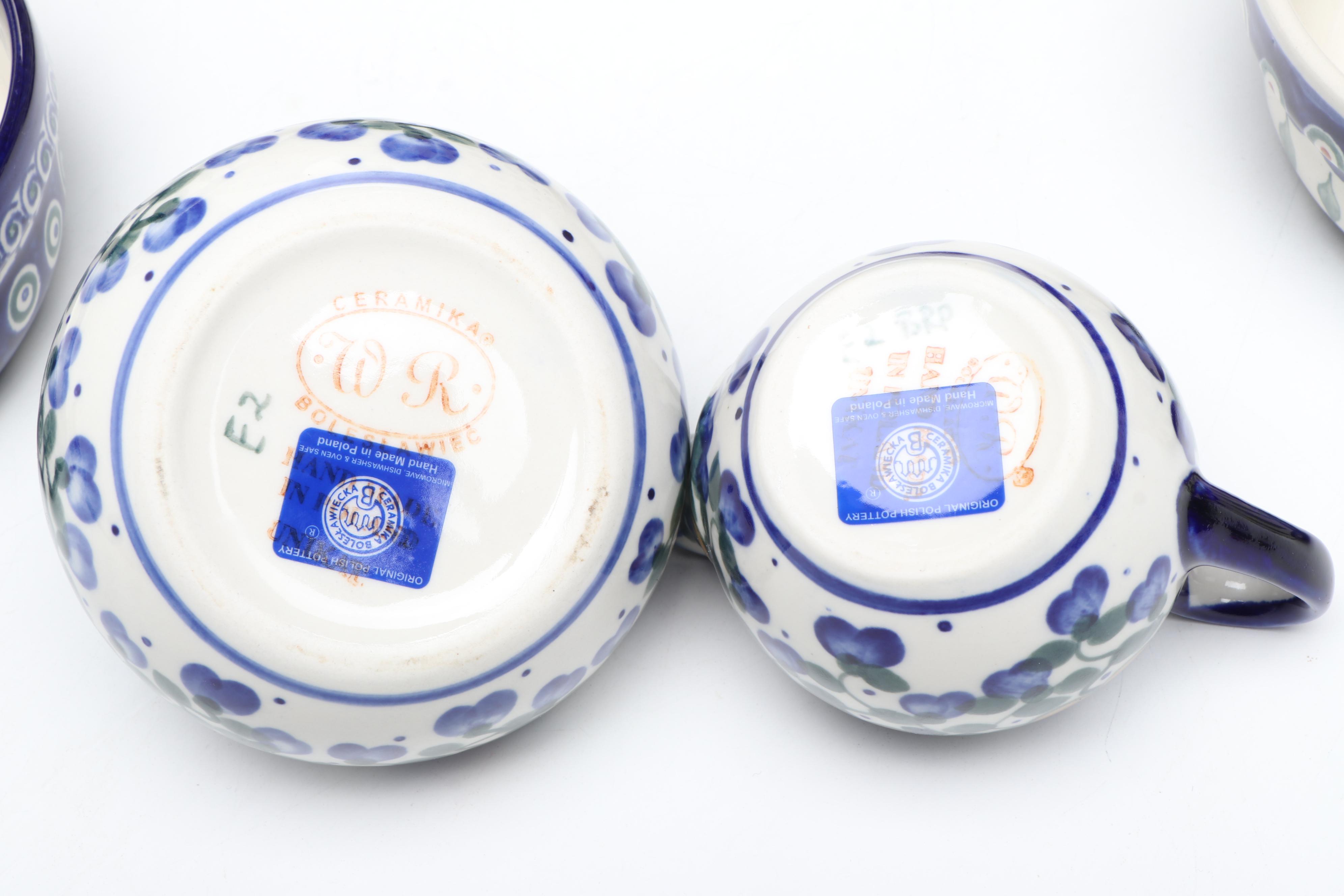 Boleslawiec "Peacock" with Other Polish Ceramic Tableware