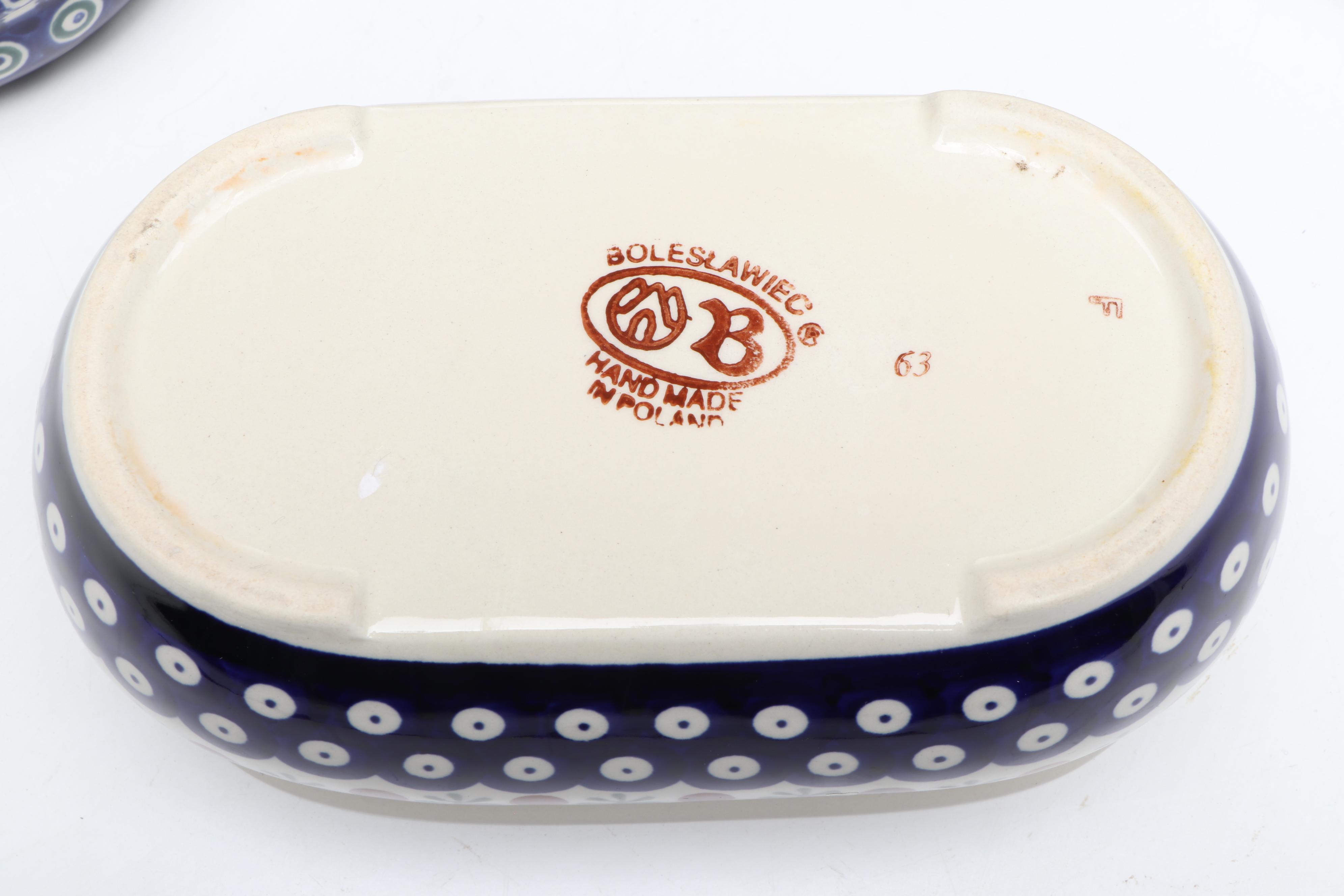 Boleslawiec "Peacock" with Other Polish Ceramic Tableware