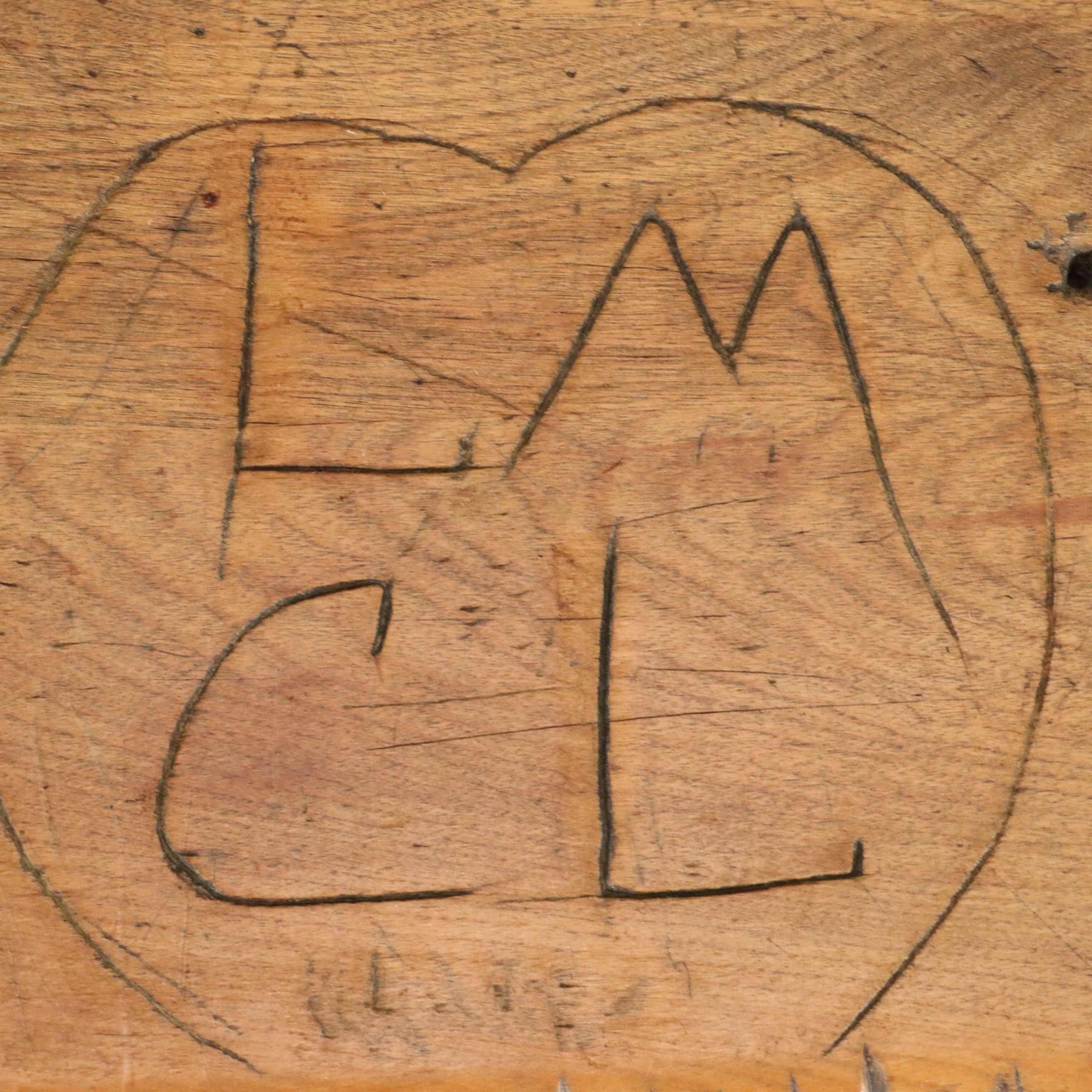 Two Metal and Wood Student Desks with Folding Seats, Late 19th Century