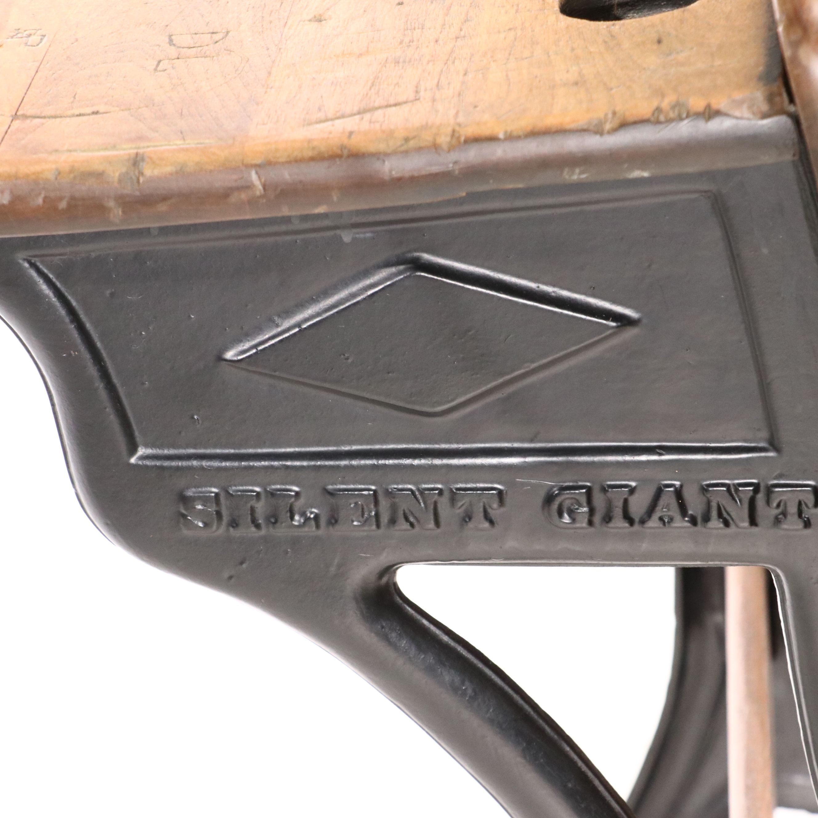 Two Metal and Wood Student Desks with Folding Seats, Late 19th Century
