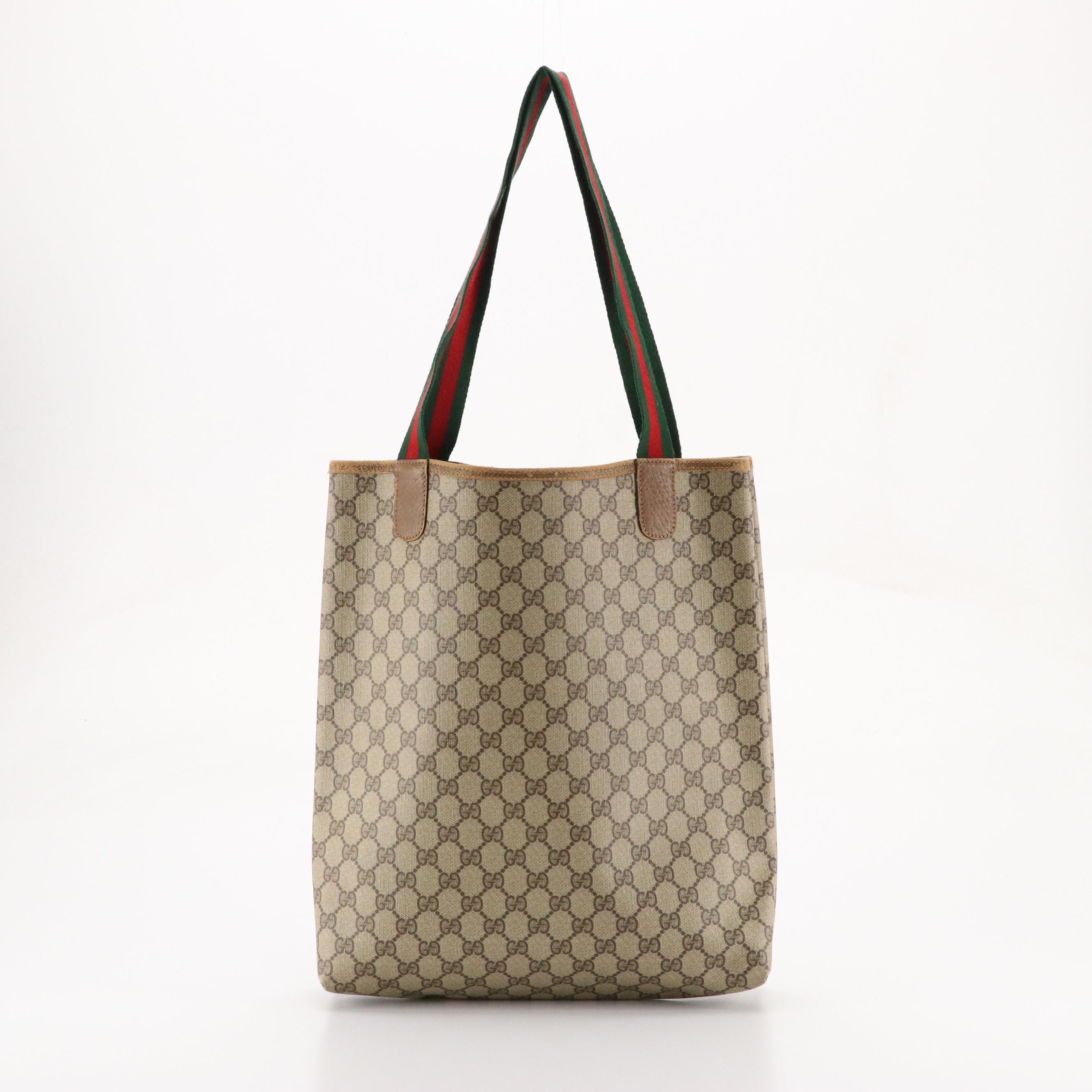 Gucci Accessory Collection Front Pocket Tote in GG Supreme Canvas, Leather & Web