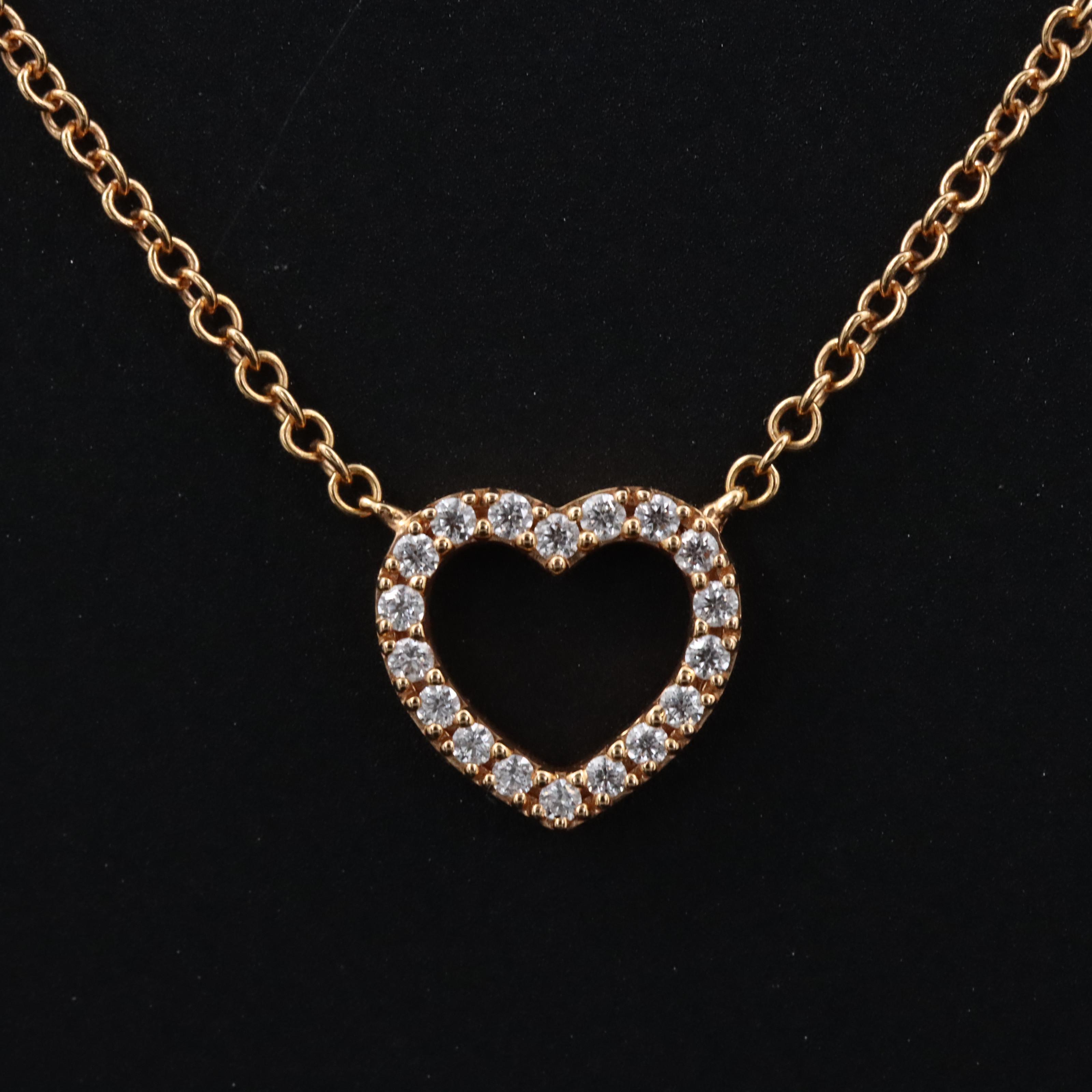 Tiffany & Co. Metro 18K Rose Gold Diamond Heart Necklace