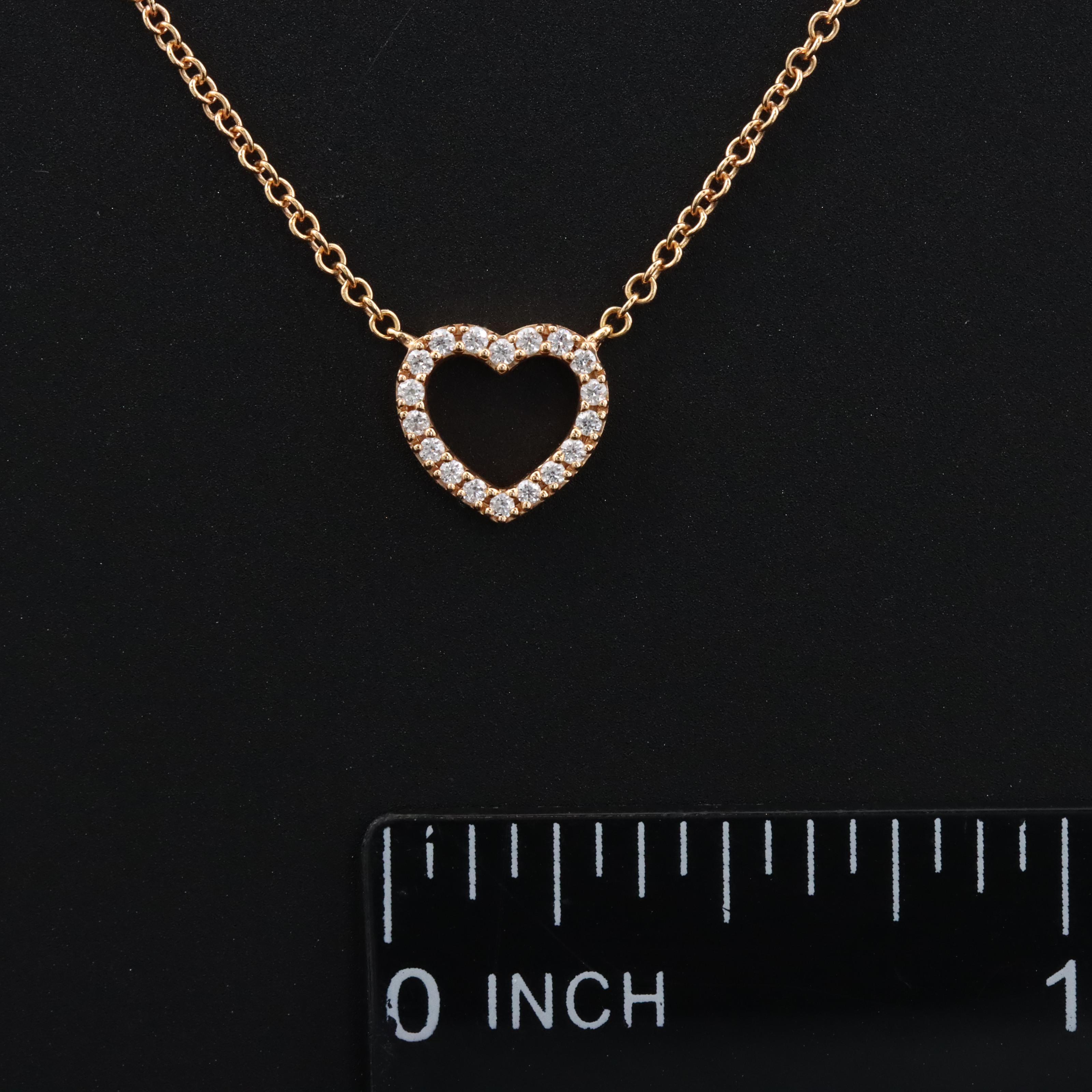 Tiffany & Co. Metro 18K Rose Gold Diamond Heart Necklace