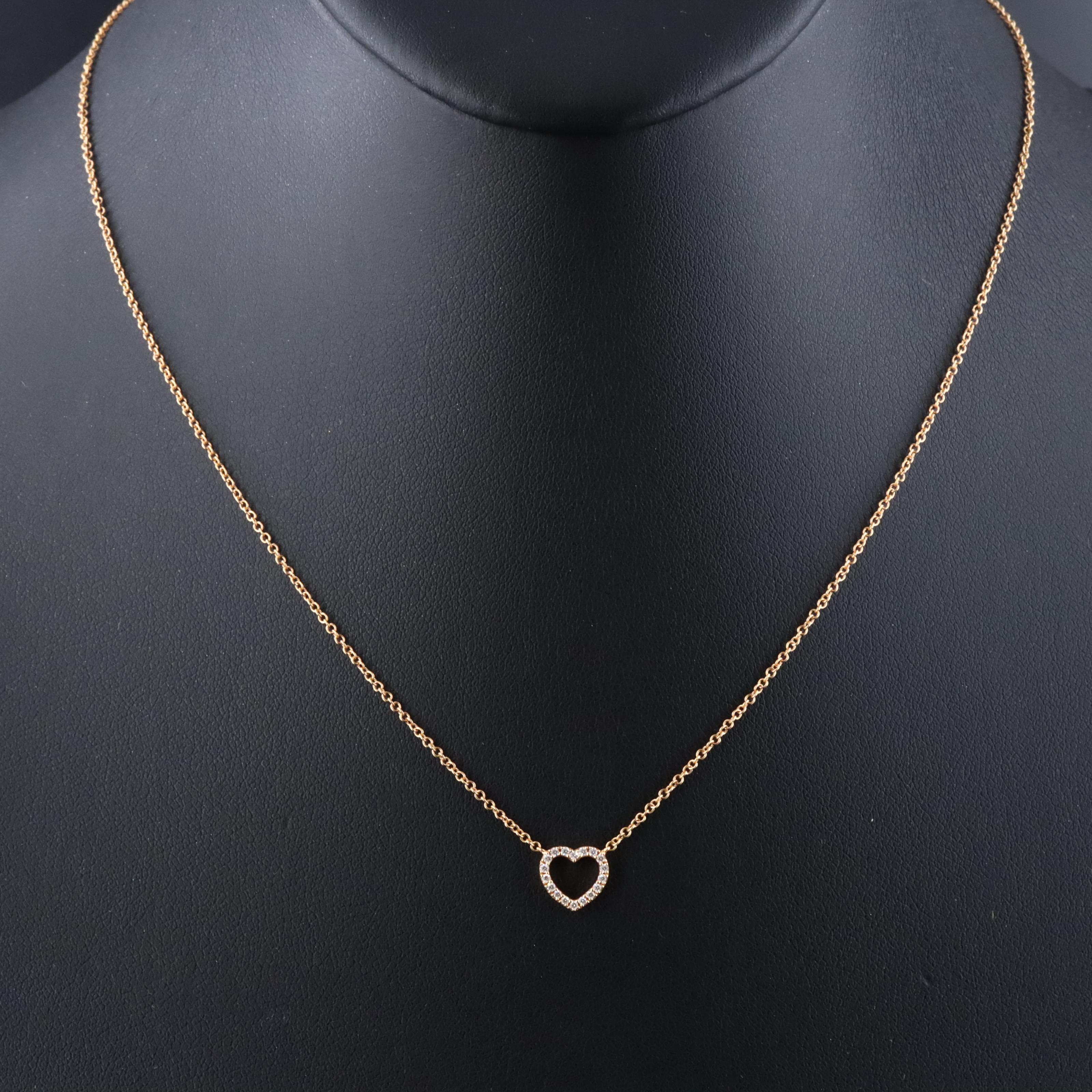 Tiffany & Co. Metro 18K Rose Gold Diamond Heart Necklace