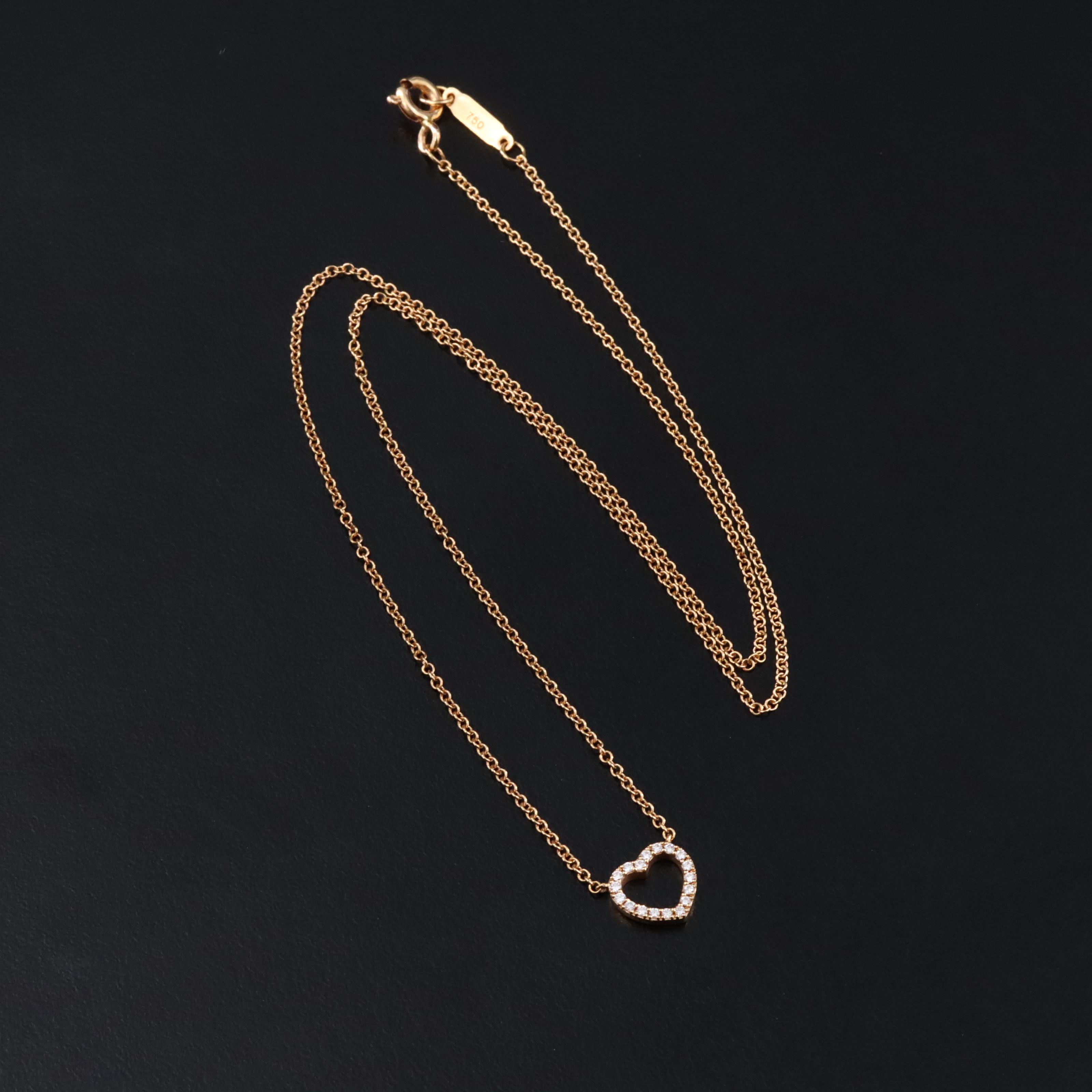 Tiffany & Co. Metro 18K Rose Gold Diamond Heart Necklace