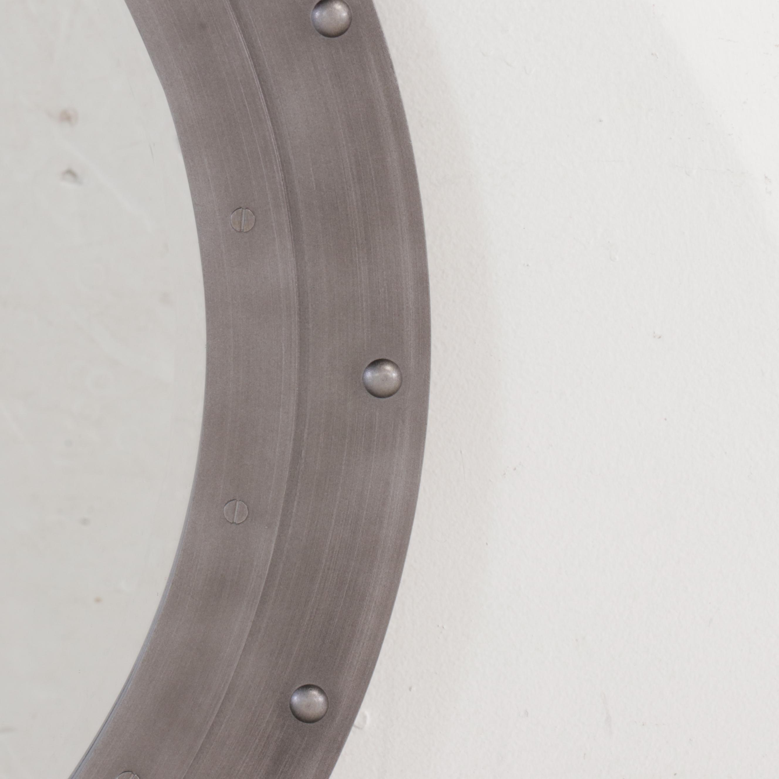 Industrial Style Metal Framed Round Wall Mirror