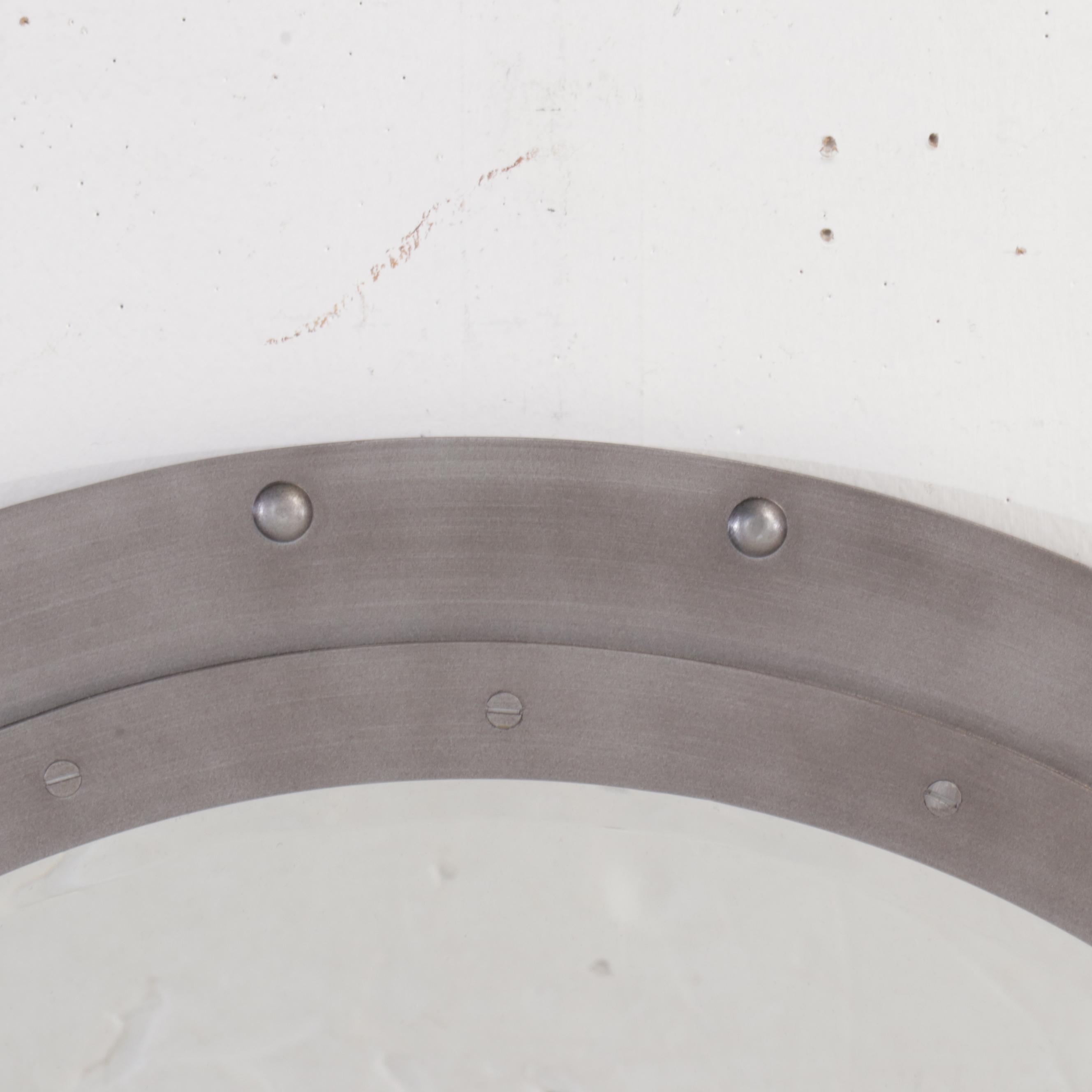 Industrial Style Metal Framed Round Wall Mirror