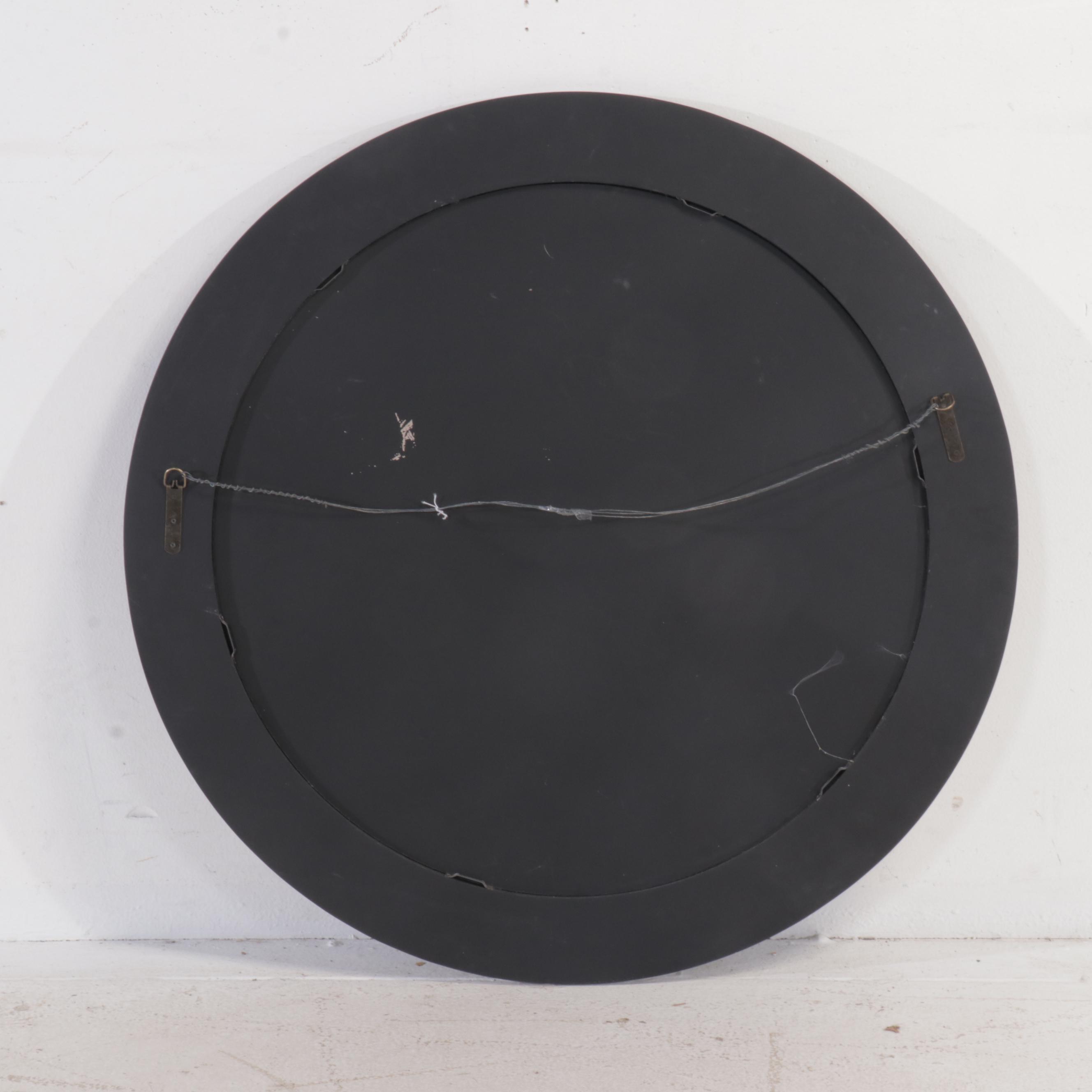 Industrial Style Metal Framed Round Wall Mirror