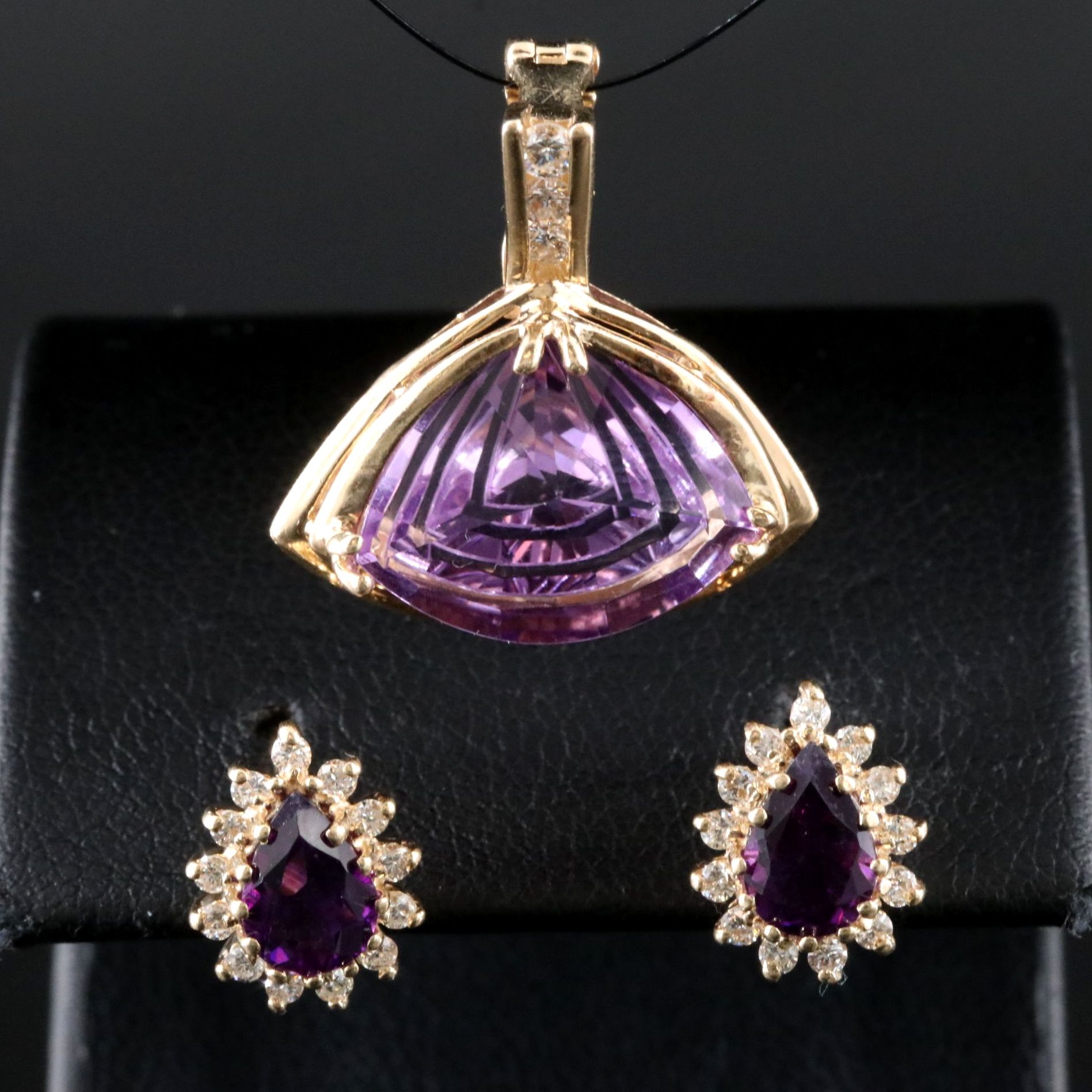 14K Amethyst and 0.29 CTW Diamond Pendant and Earrings