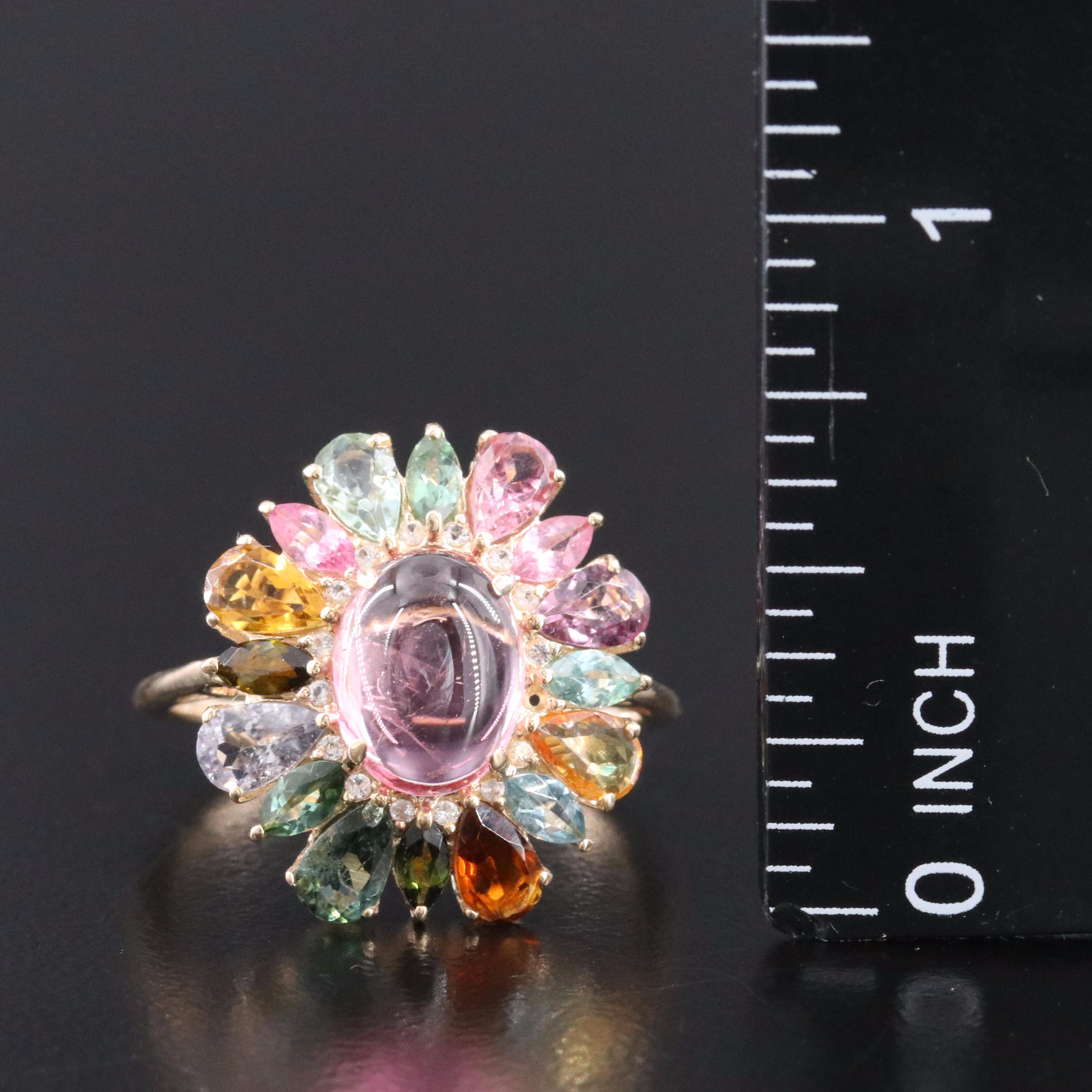 14K Tourmaline and White Sapphire Ring