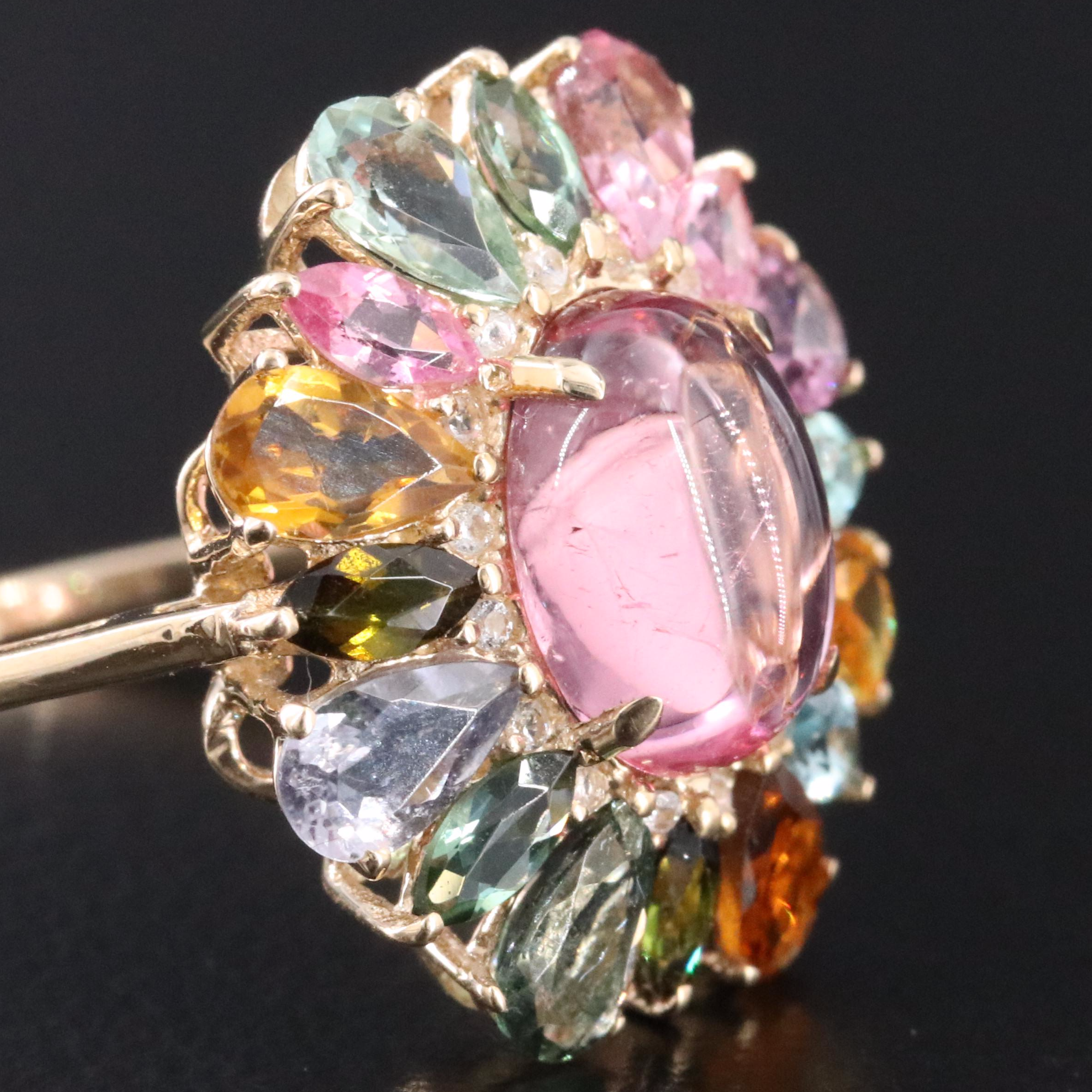 14K Tourmaline and White Sapphire Ring