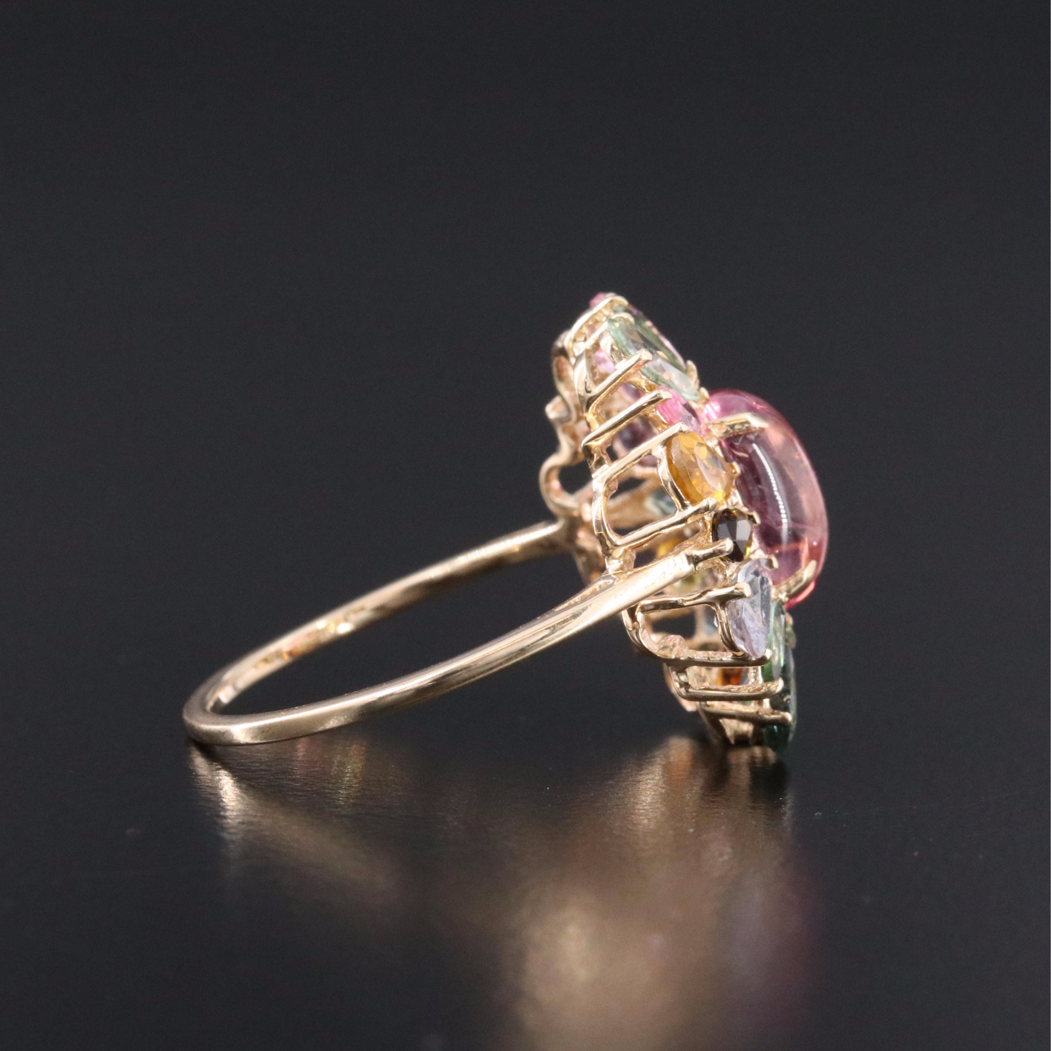 14K Tourmaline and White Sapphire Ring
