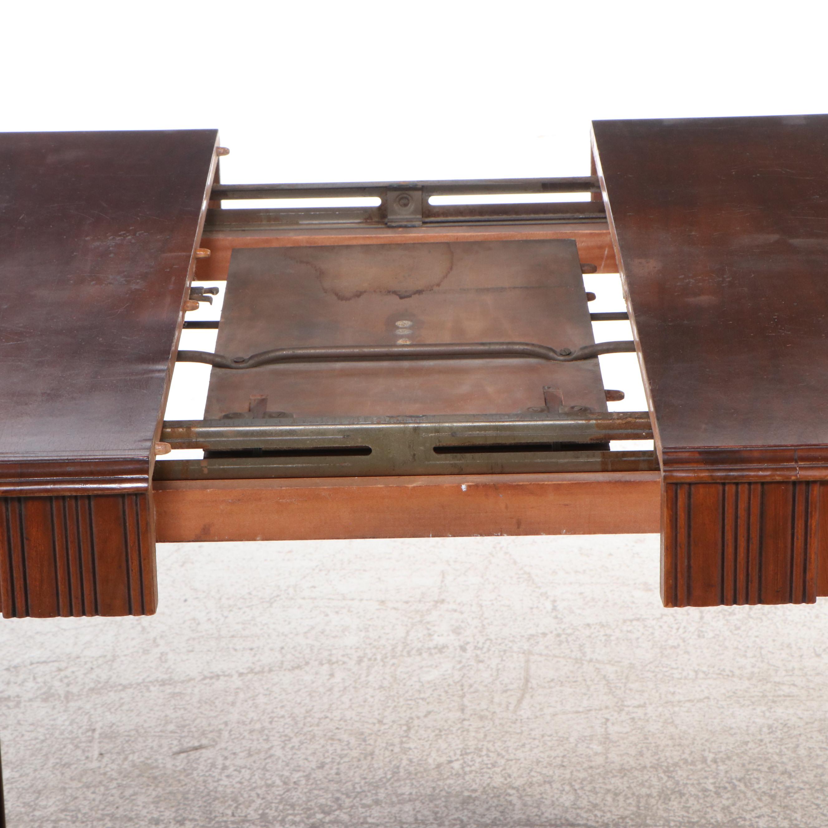 Art Deco Style Mahogany Dining Table with Six Mahogany Chairs