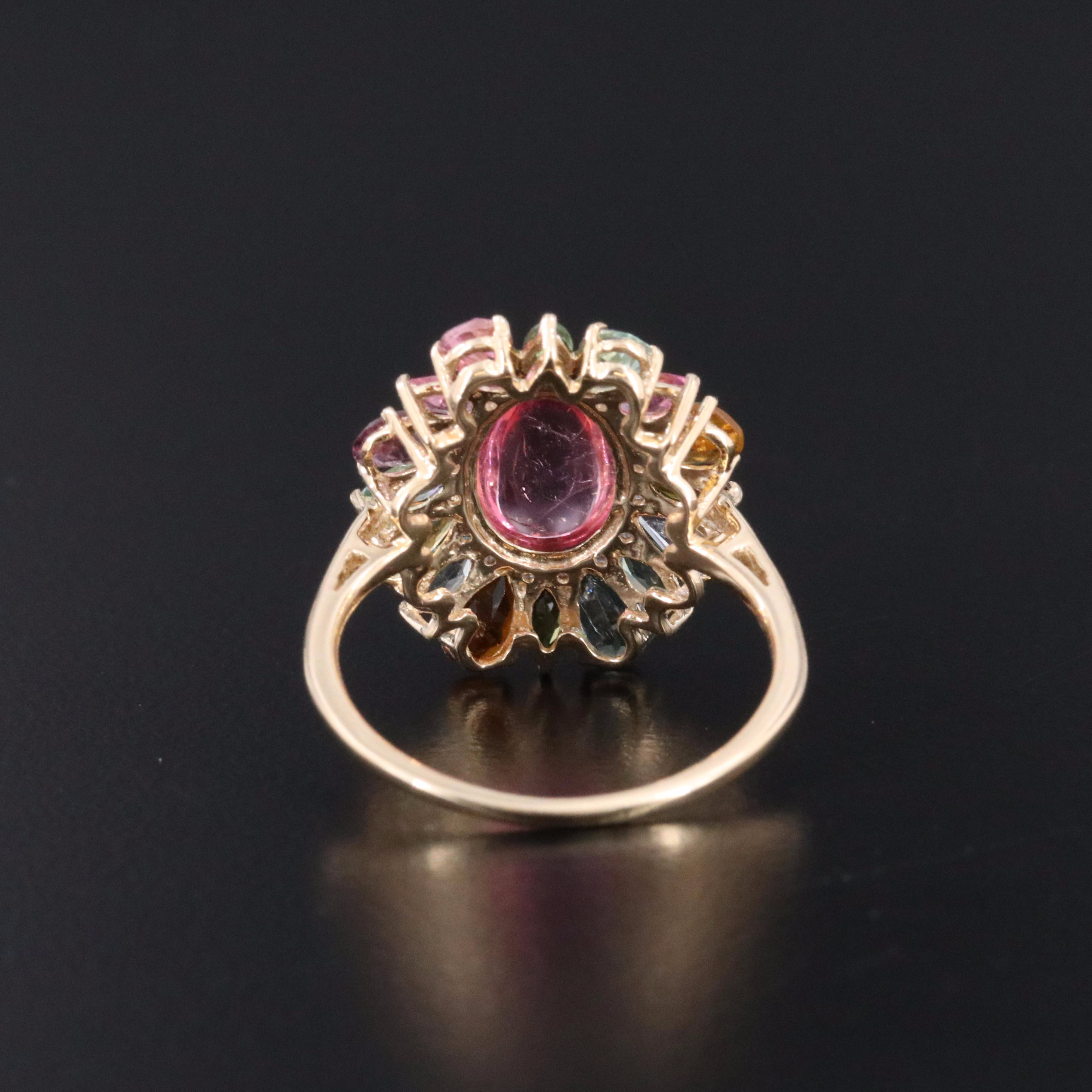 14K Tourmaline and White Sapphire Ring