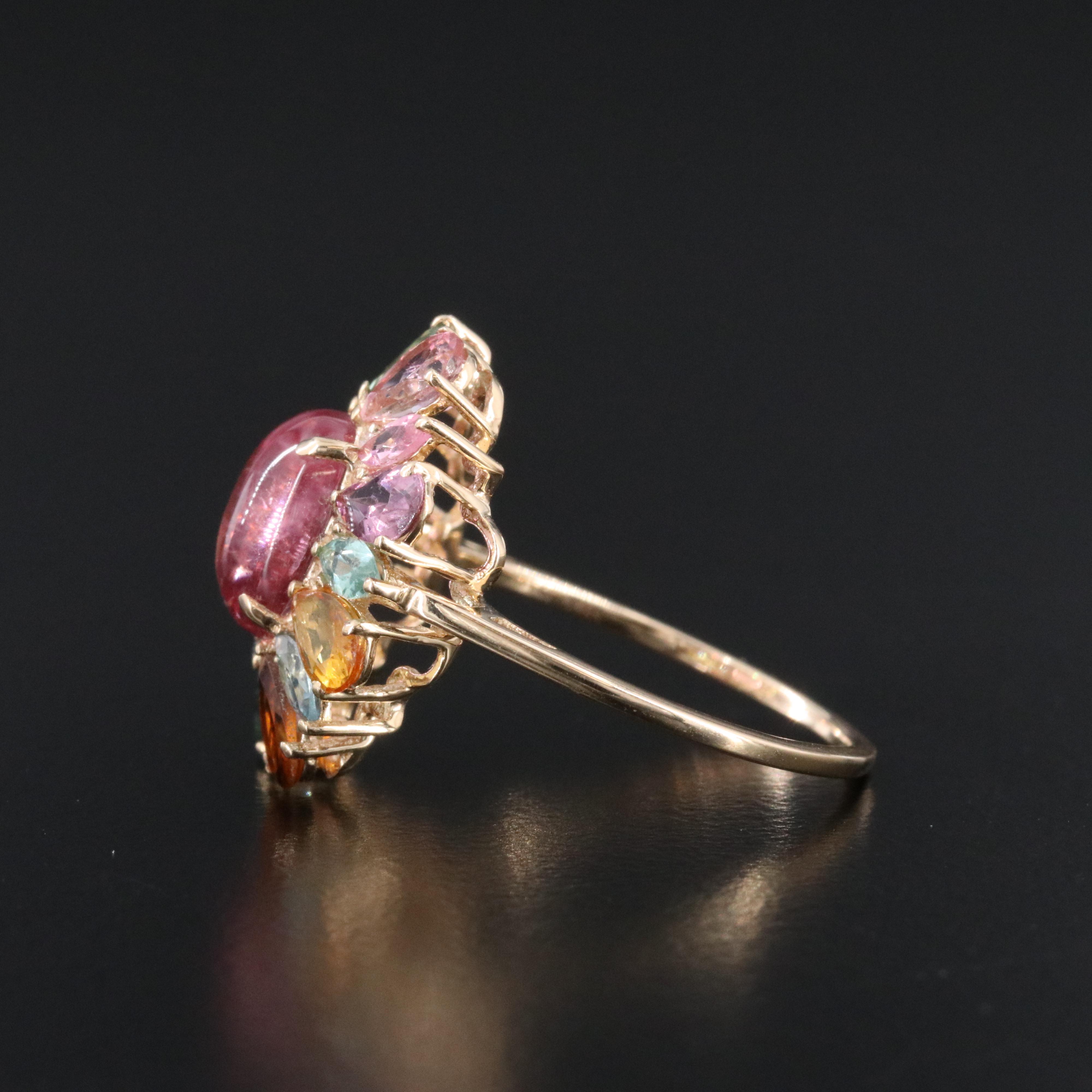 14K Tourmaline and White Sapphire Ring