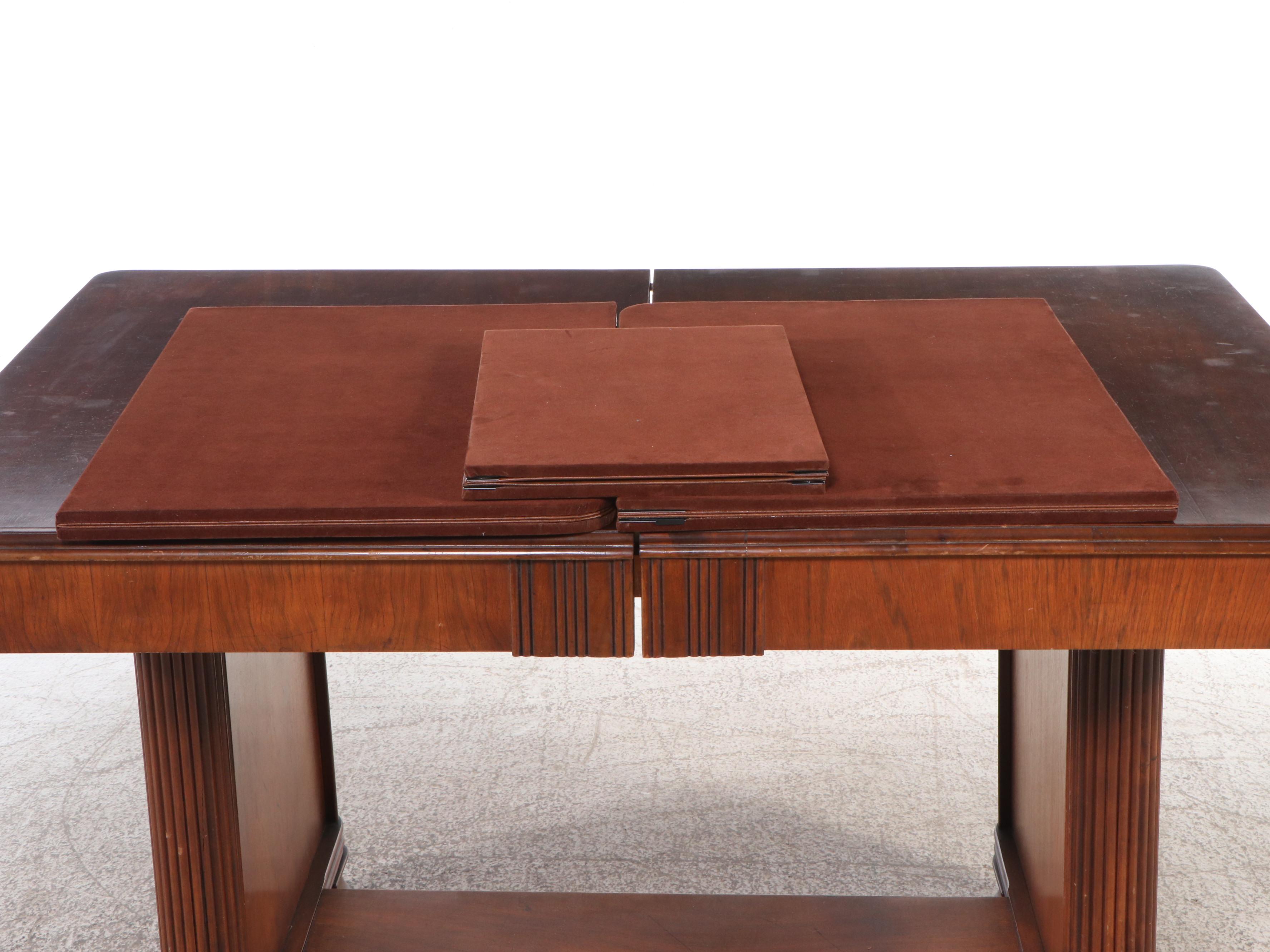 Art Deco Style Mahogany Dining Table with Six Mahogany Chairs