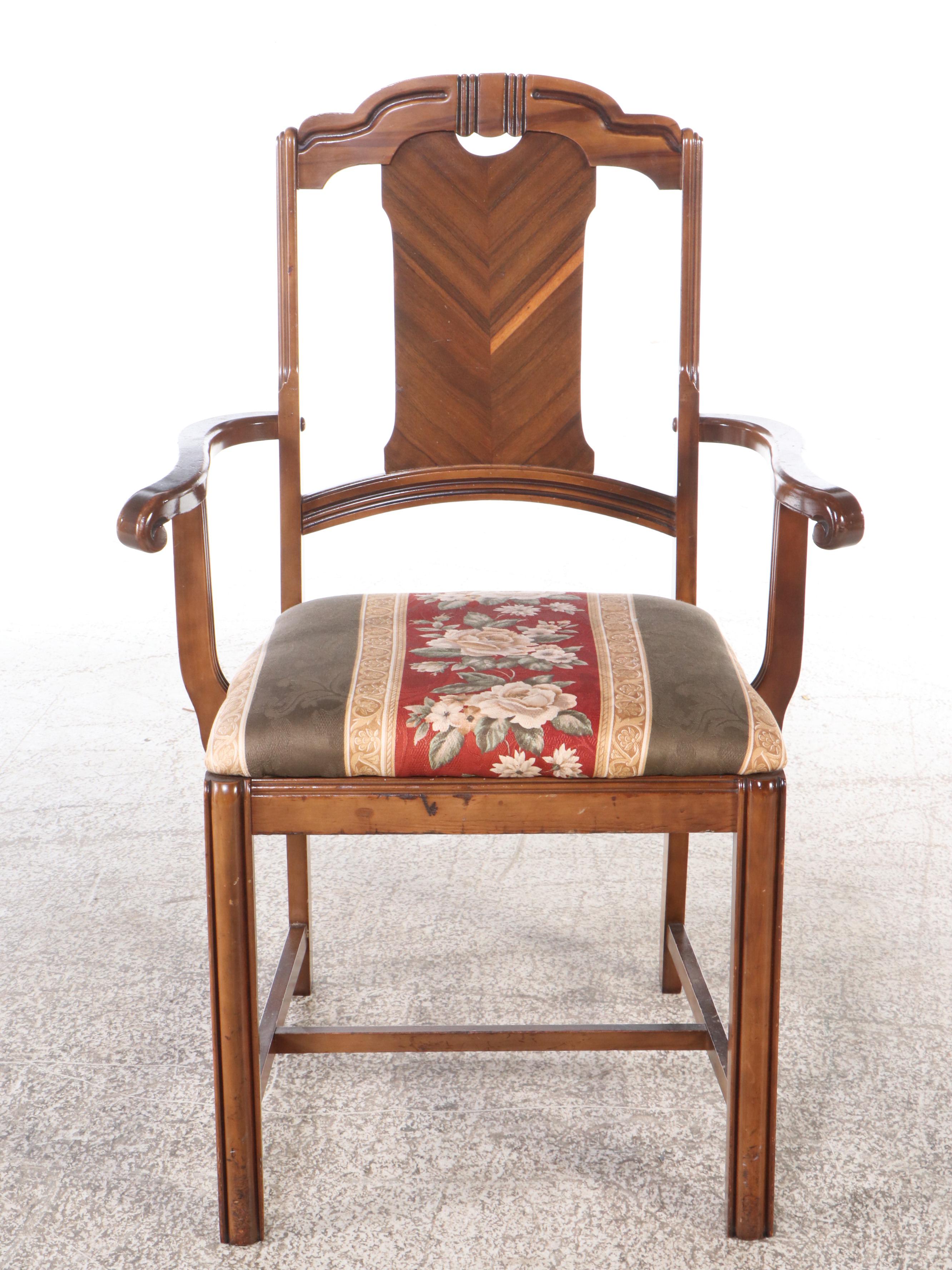 Art Deco Style Mahogany Dining Table with Six Mahogany Chairs