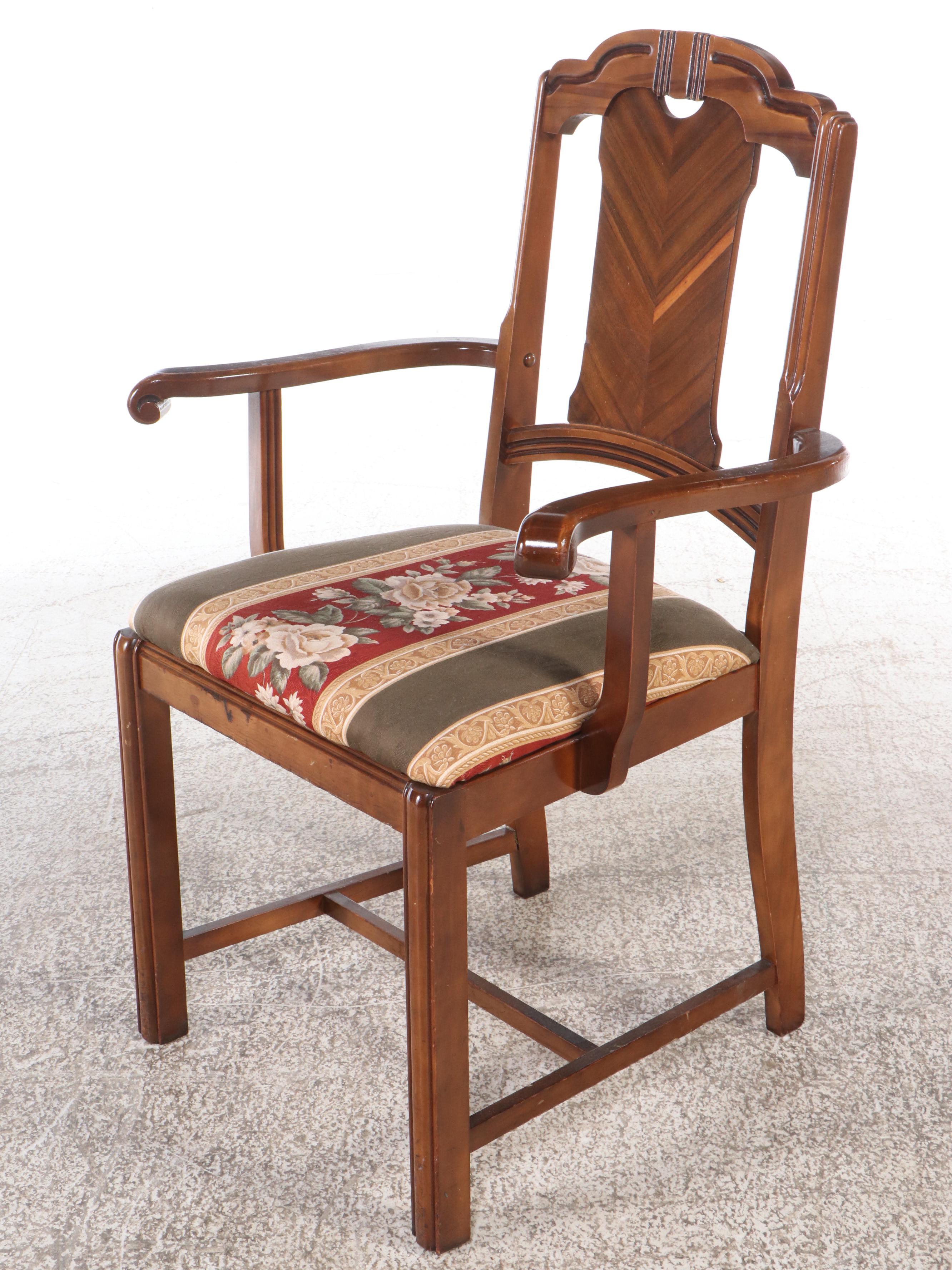 Art Deco Style Mahogany Dining Table with Six Mahogany Chairs