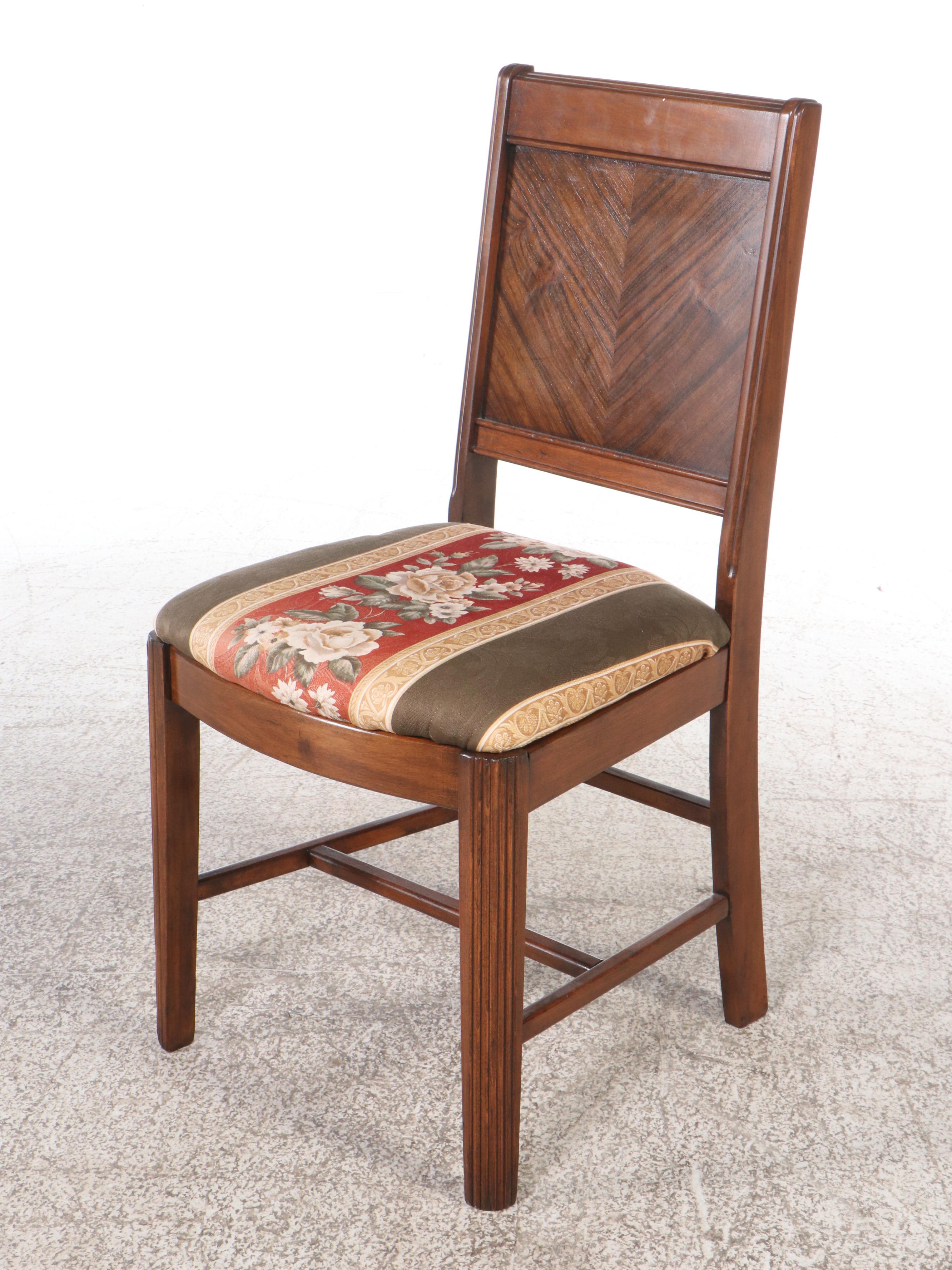Art Deco Style Mahogany Dining Table with Six Mahogany Chairs