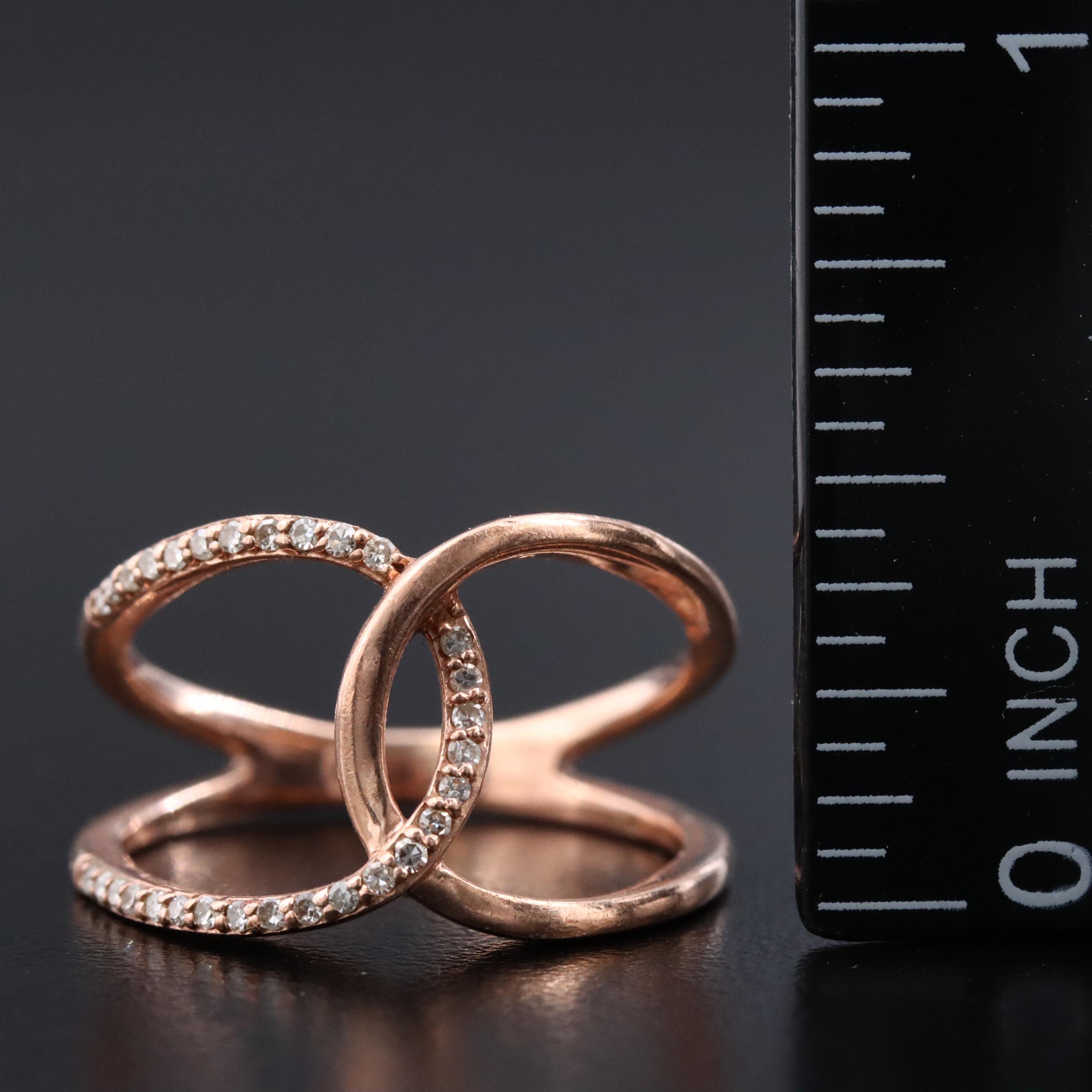 10K Rose Gold 0.13 CTW Diamond Ring with Emerald Accent