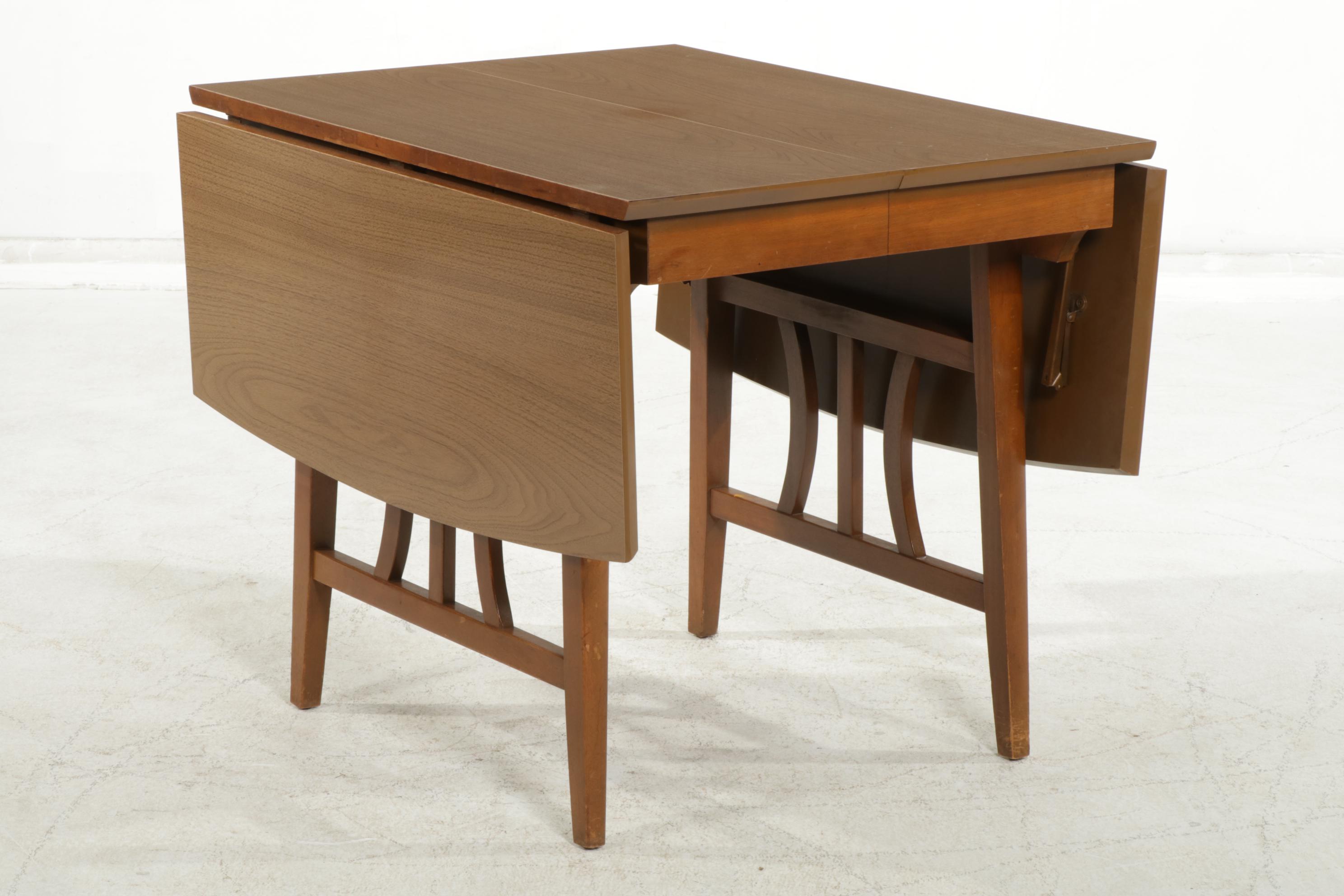 Mid Century Modern Drop-Leaf Dining Table with Six Chairs