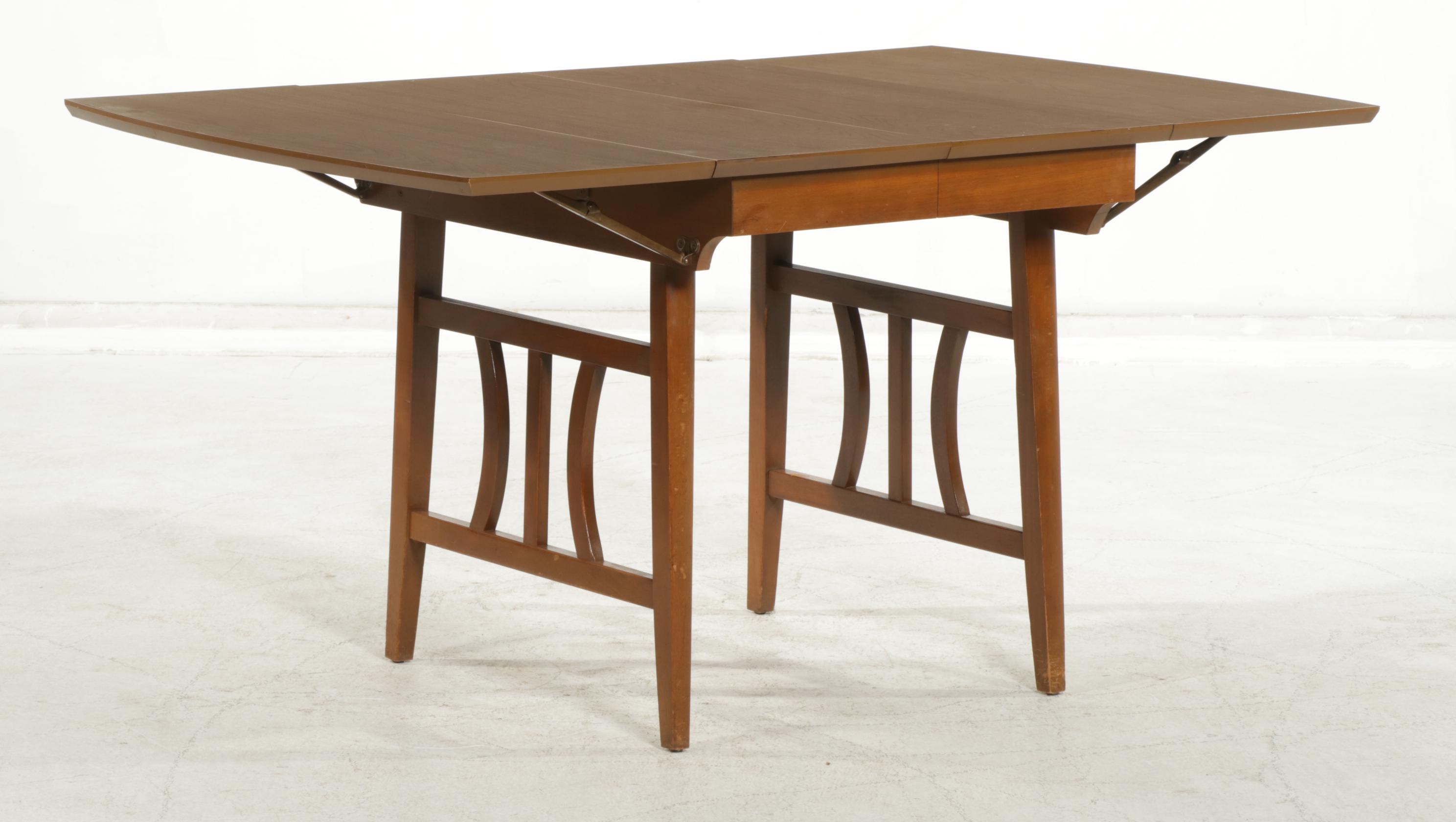 Mid Century Modern Drop-Leaf Dining Table with Six Chairs