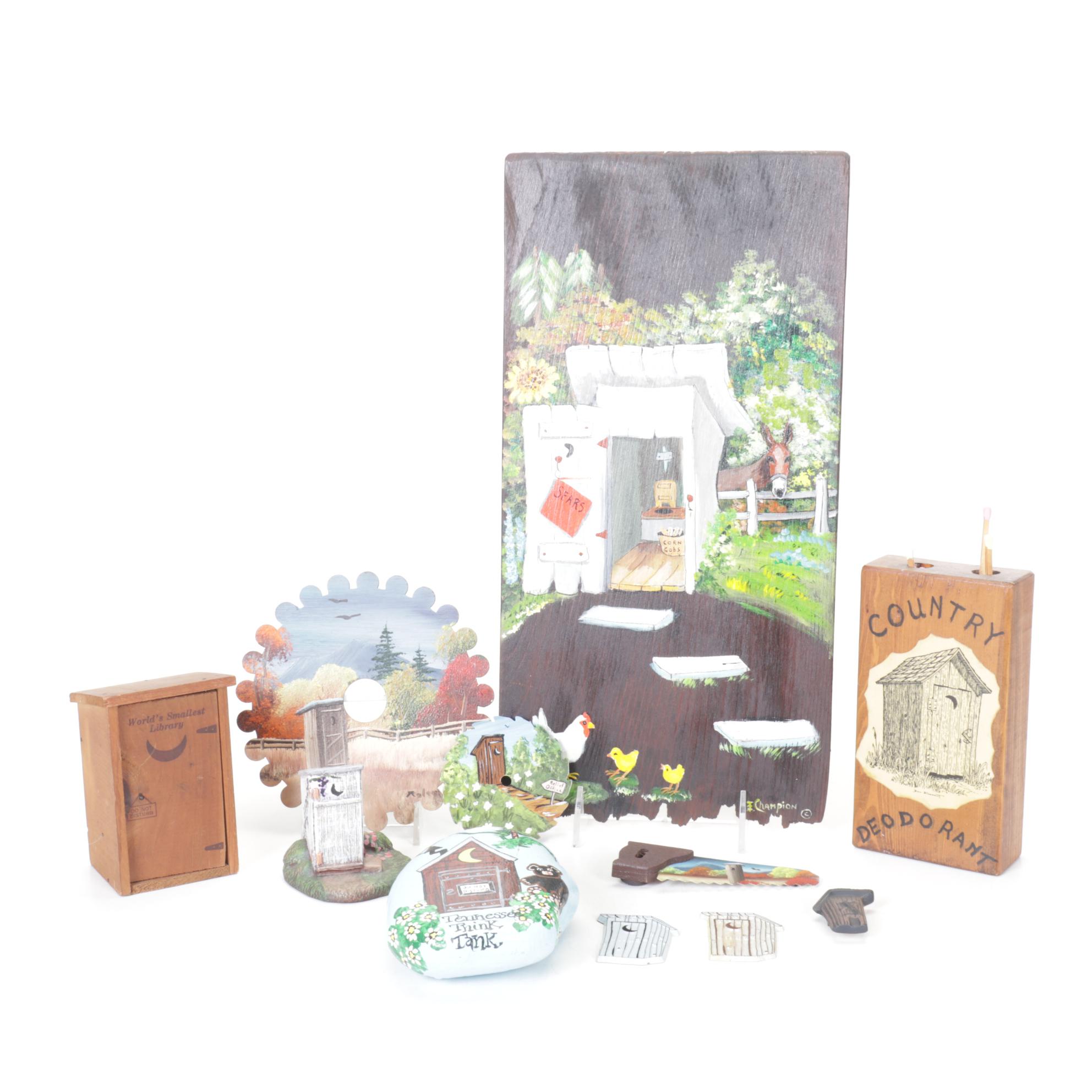 Smoky Mountain Artist Gallery Hand-Painted Saw Blade with More Outhouse Decor