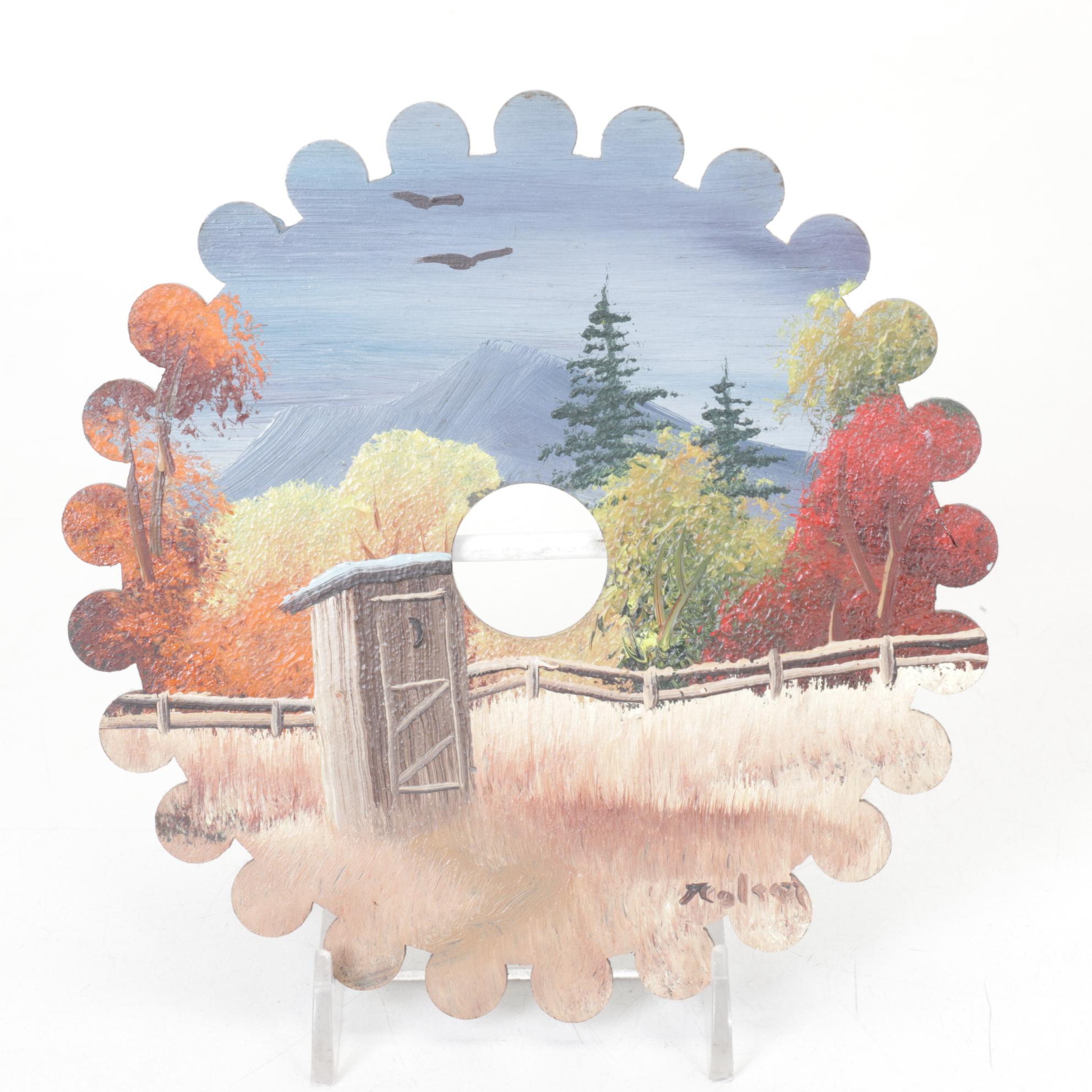 Smoky Mountain Artist Gallery Hand-Painted Saw Blade with More Outhouse Decor