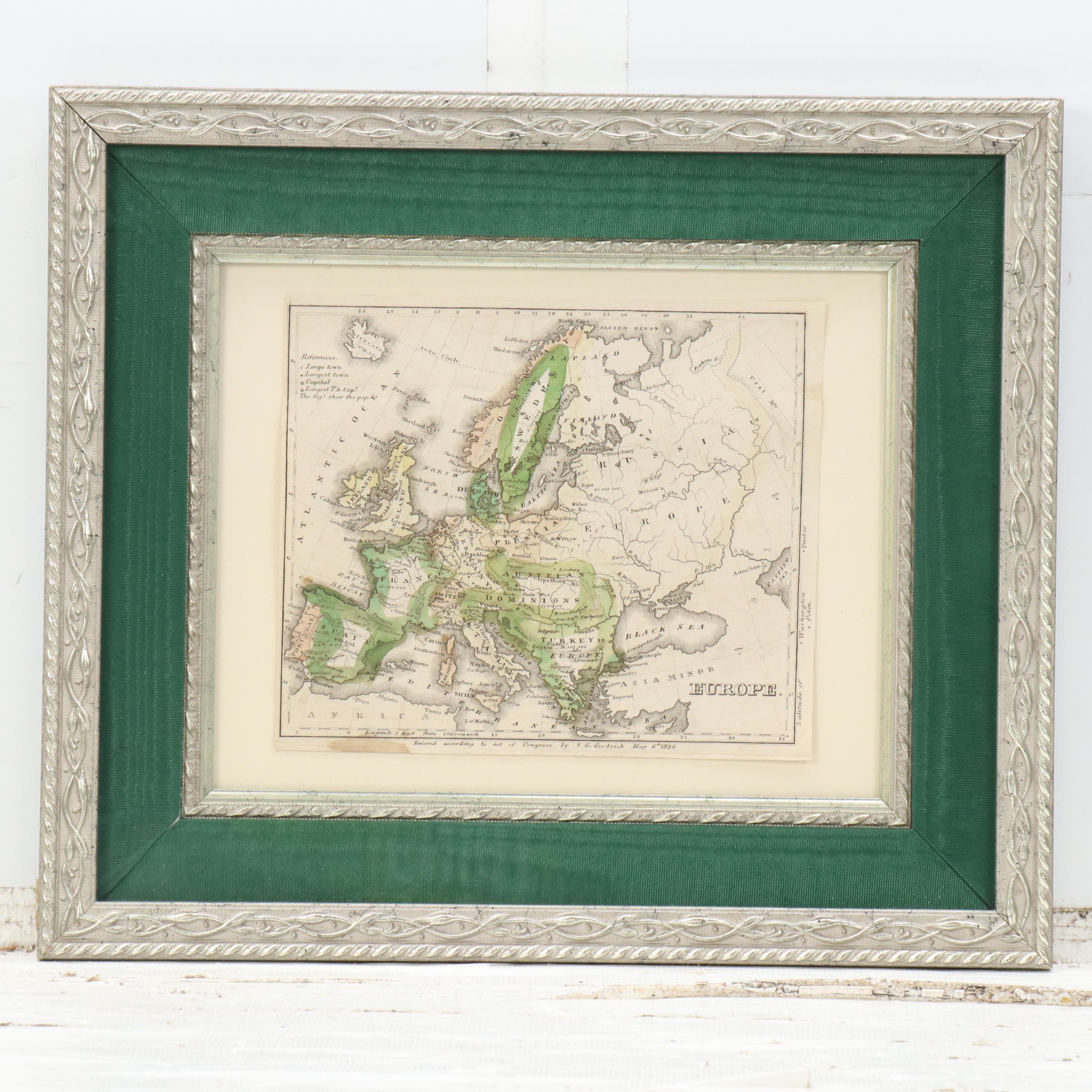 Hand-Colored Engraving Maps "Asia" and "Europe"