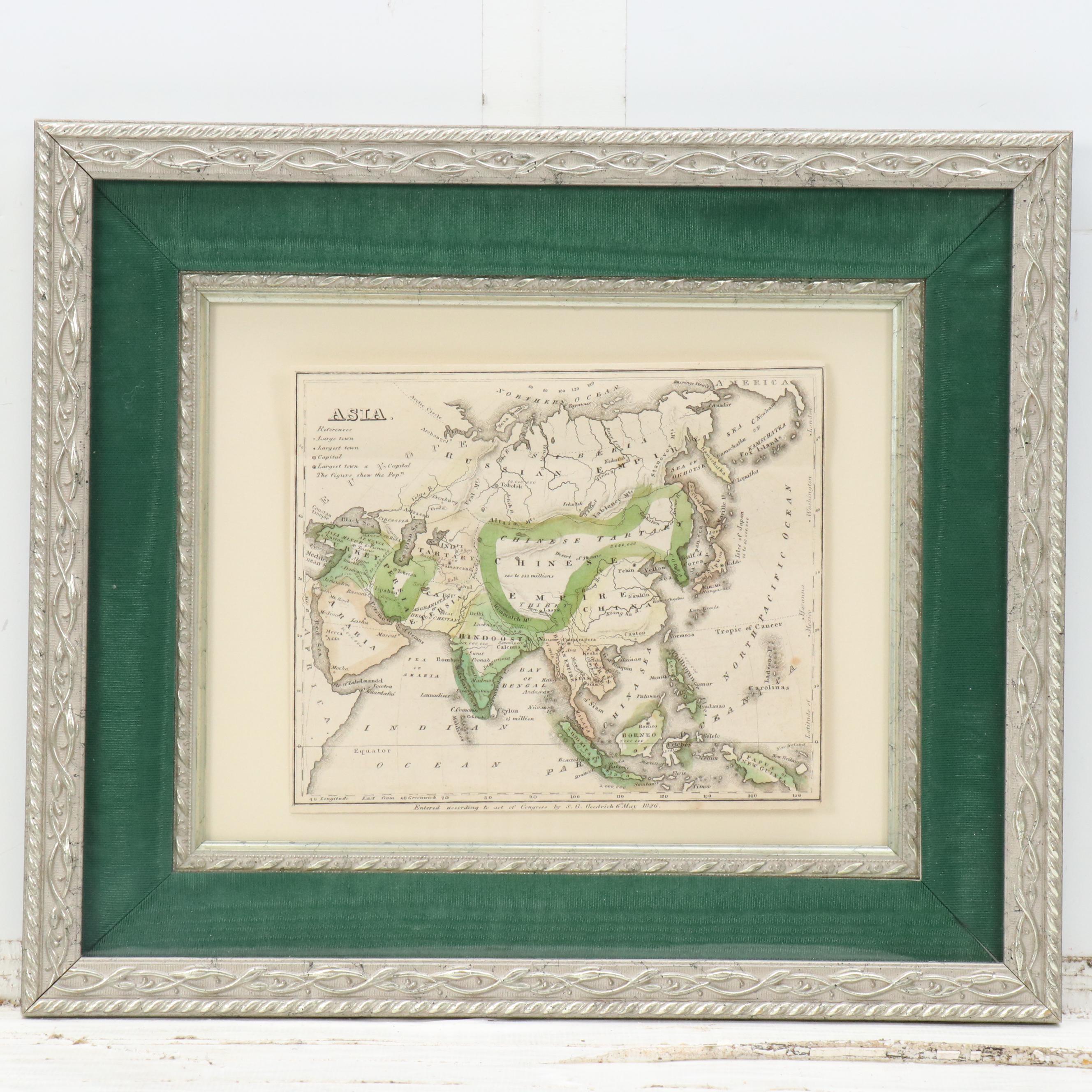 Hand-Colored Engraving Maps "Asia" and "Europe"