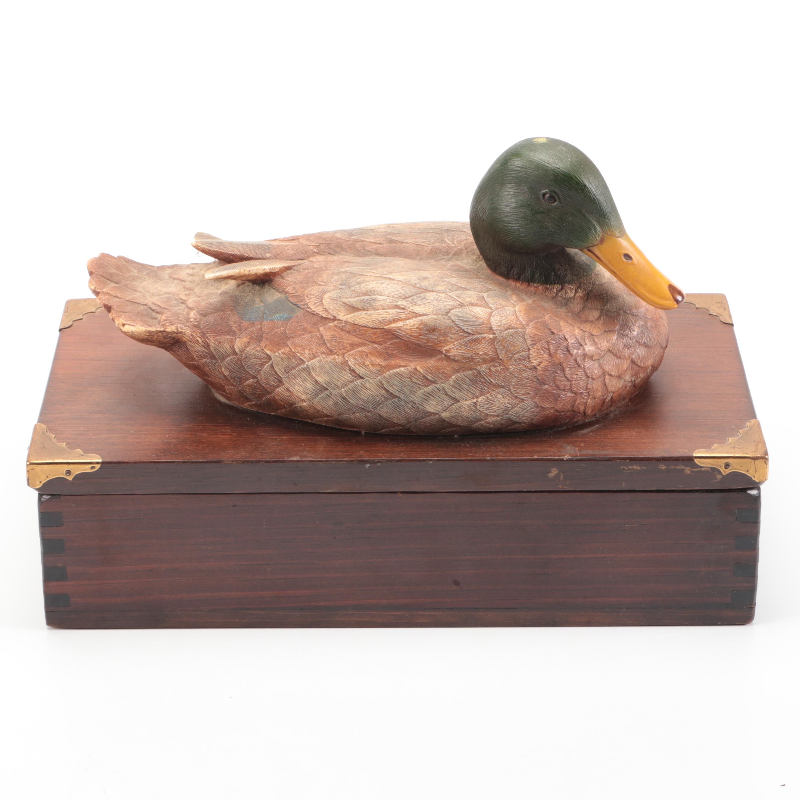 Relic Art Carved Wooden Mallard Box
