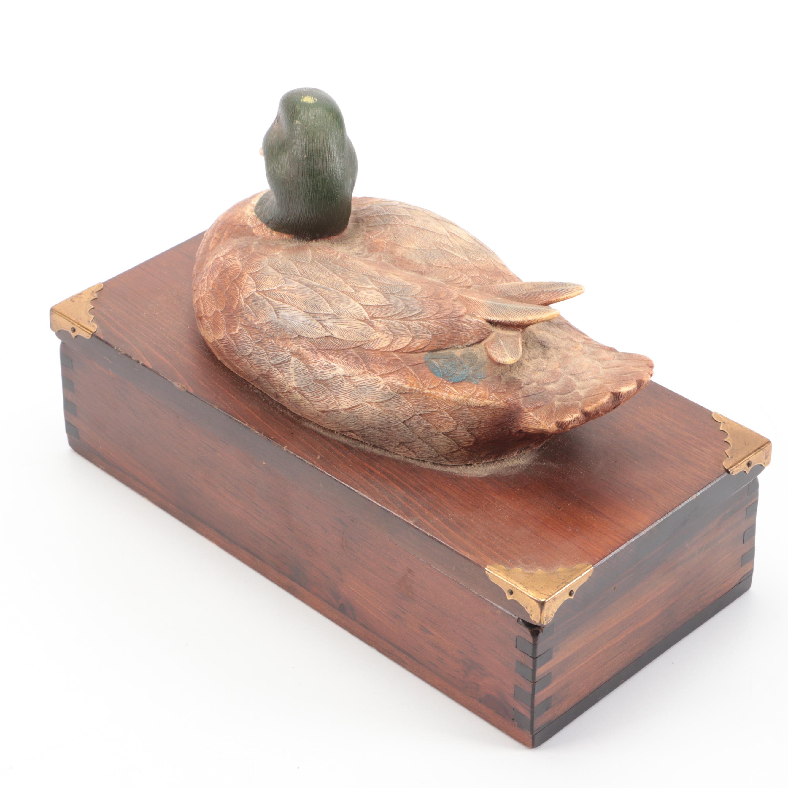 Relic Art Carved Wooden Mallard Box