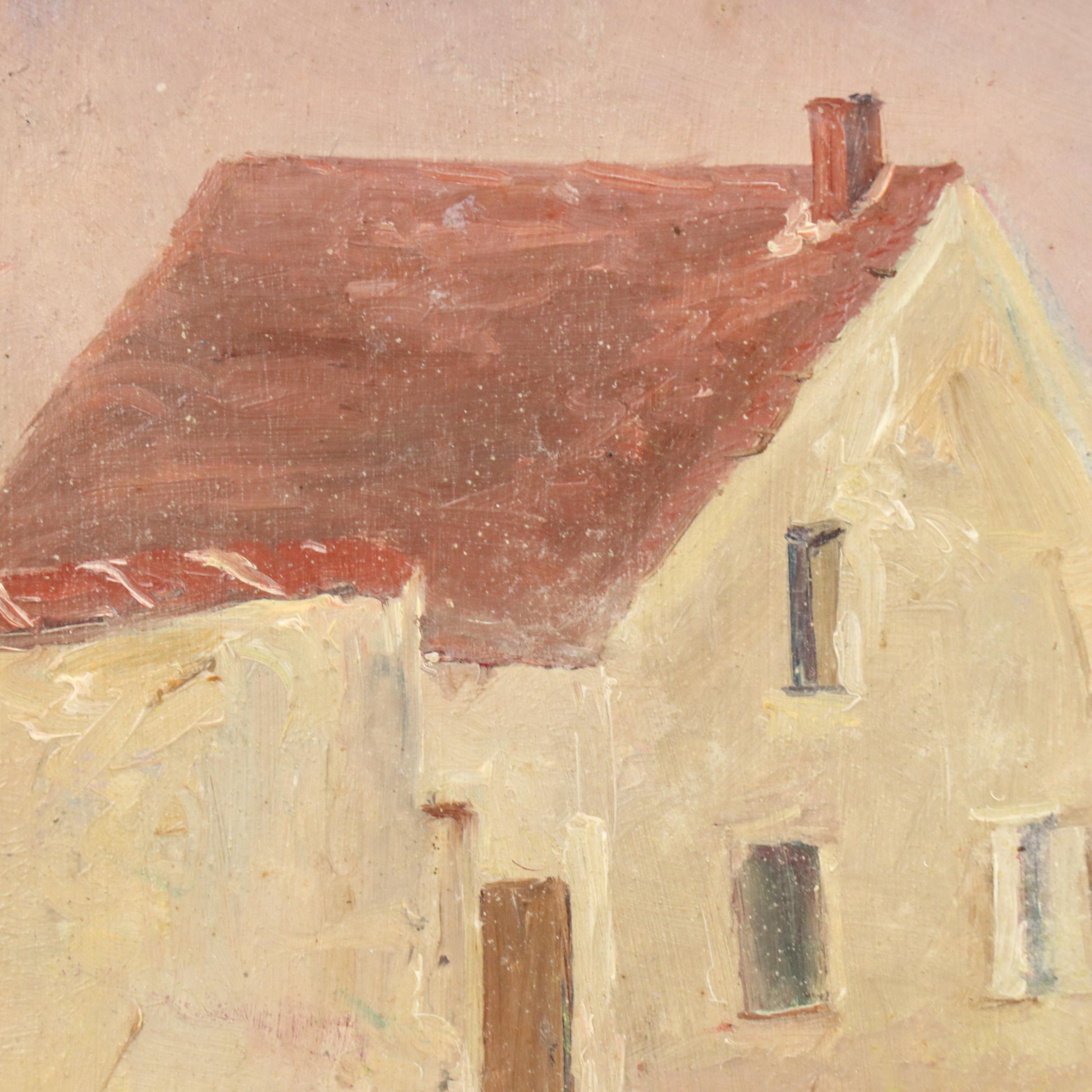 Attr. to Jeanne Reimbolt Townscape Oil Painting, Early 20th Century