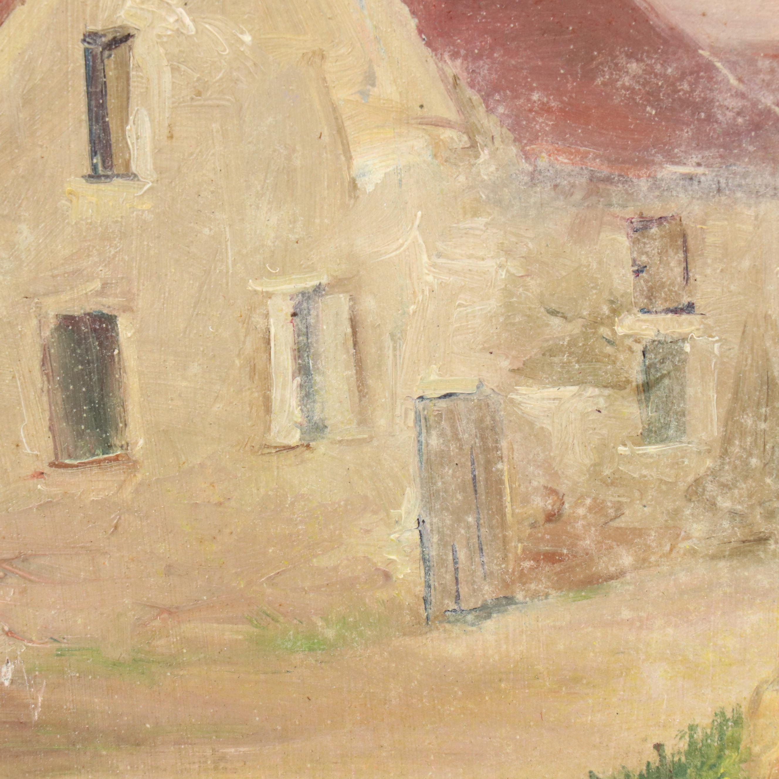 Attr. to Jeanne Reimbolt Townscape Oil Painting, Early 20th Century